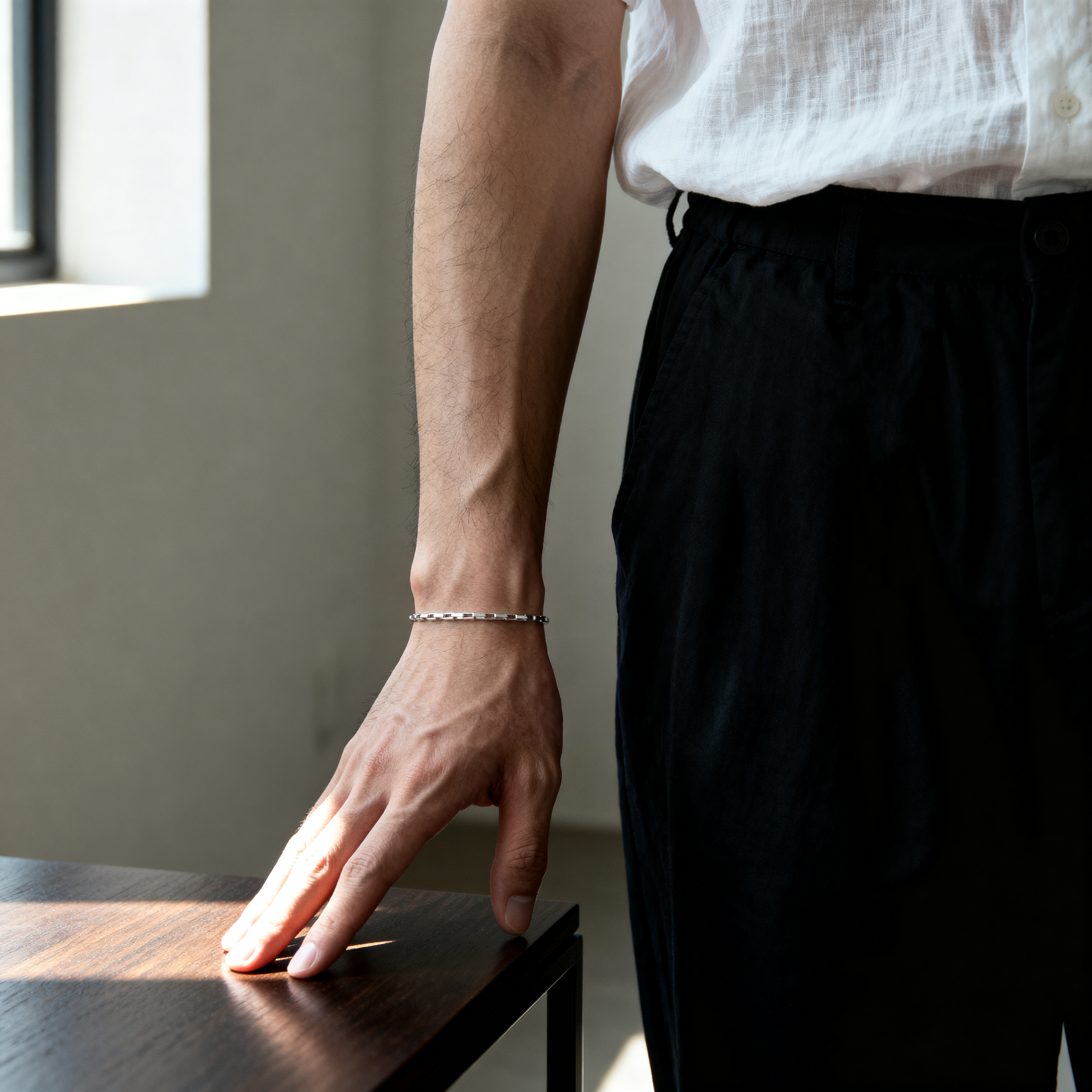 New Classics | 2 mm 925 Sterling Silber Armband mit rechteckiger Ankerkette - 3