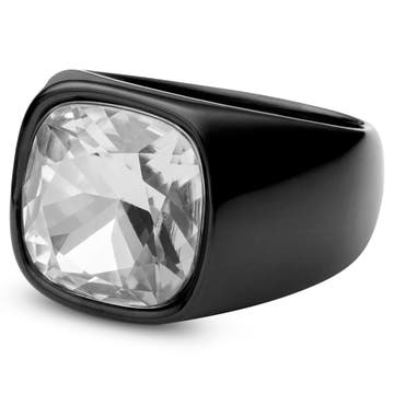 Gravel | Gunmetal Stainless Steel & Crystal Signet Ring Gravel | Gunmetal Stainless Steel & Crystal Signet Ring