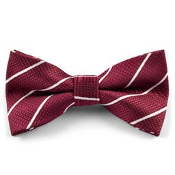 Bordeaux White Striped Pre-Tied Bow Tie