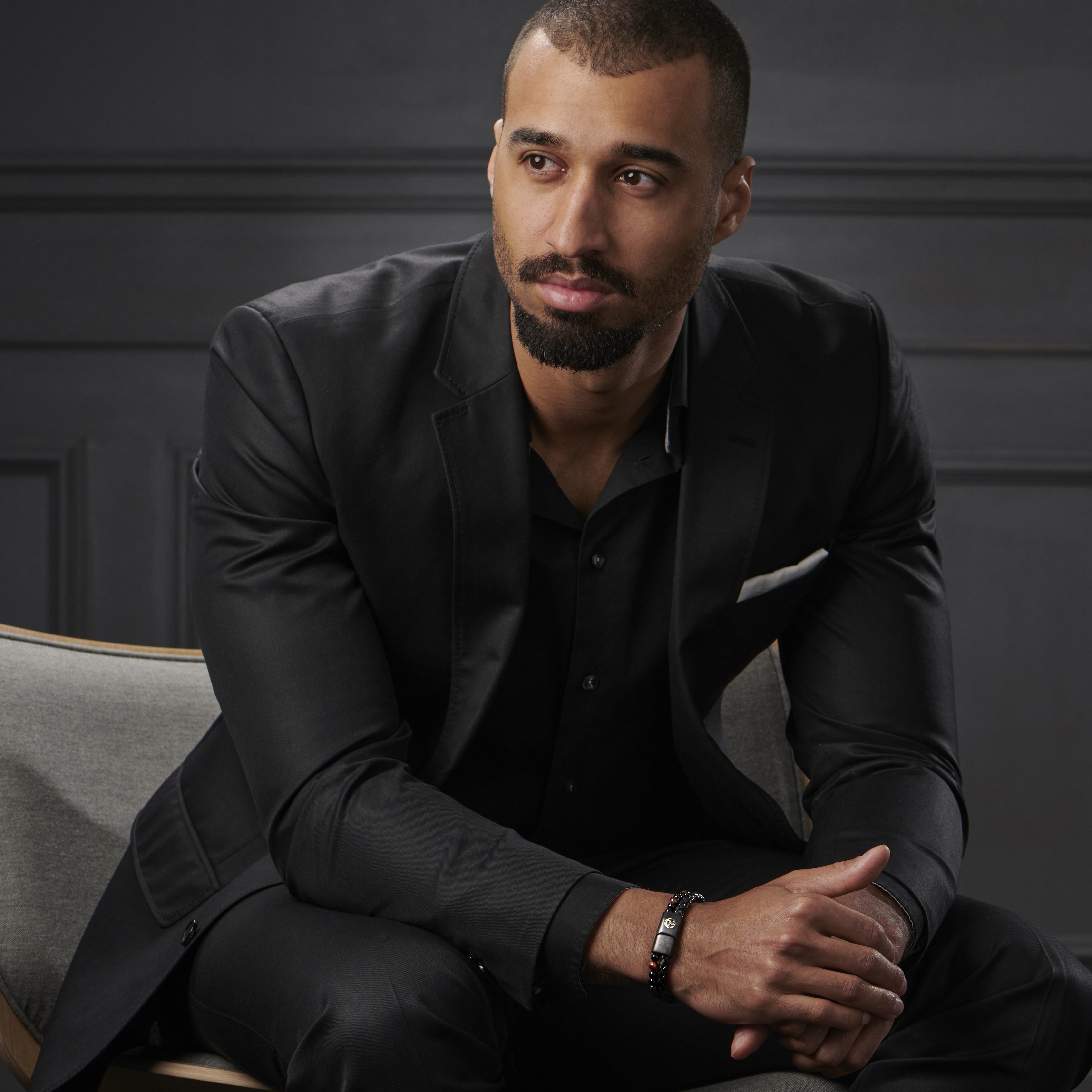 Bracelet Icon en cuir et perles œil de tigre rouge - 6