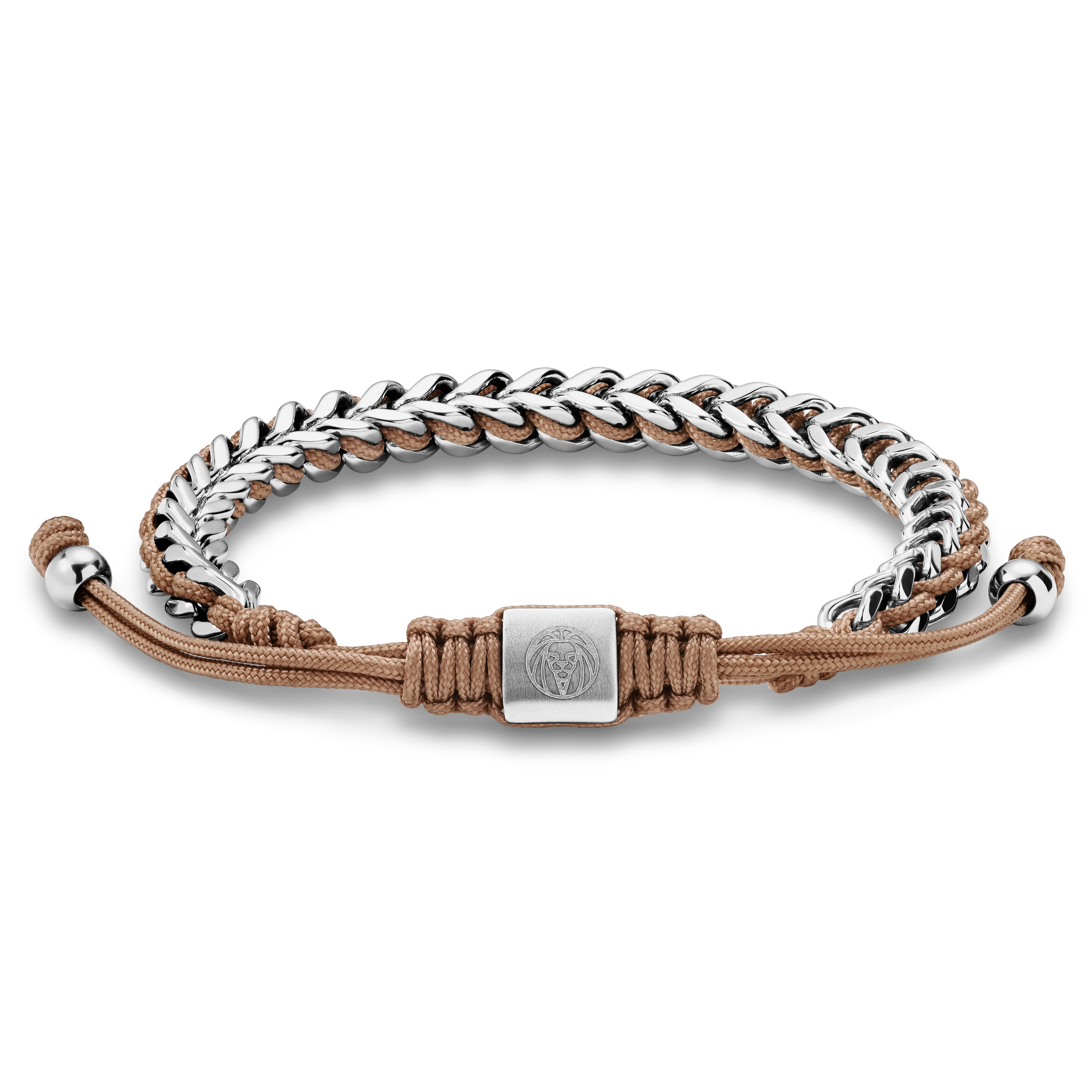 Narukvica od nehrđajućeg čelika i bež najlona - 4