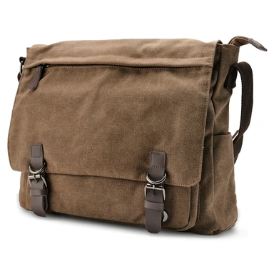 Karamellbraune Messenger Bag aus Segeltuch Karamellbraune Messenger Bag aus Segeltuch
