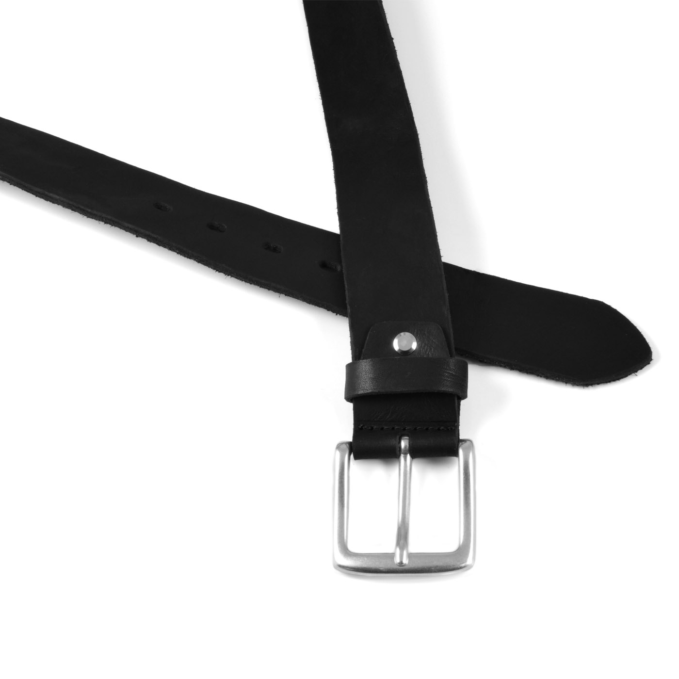 Czarny szeroki skórzany sprany pas - 2