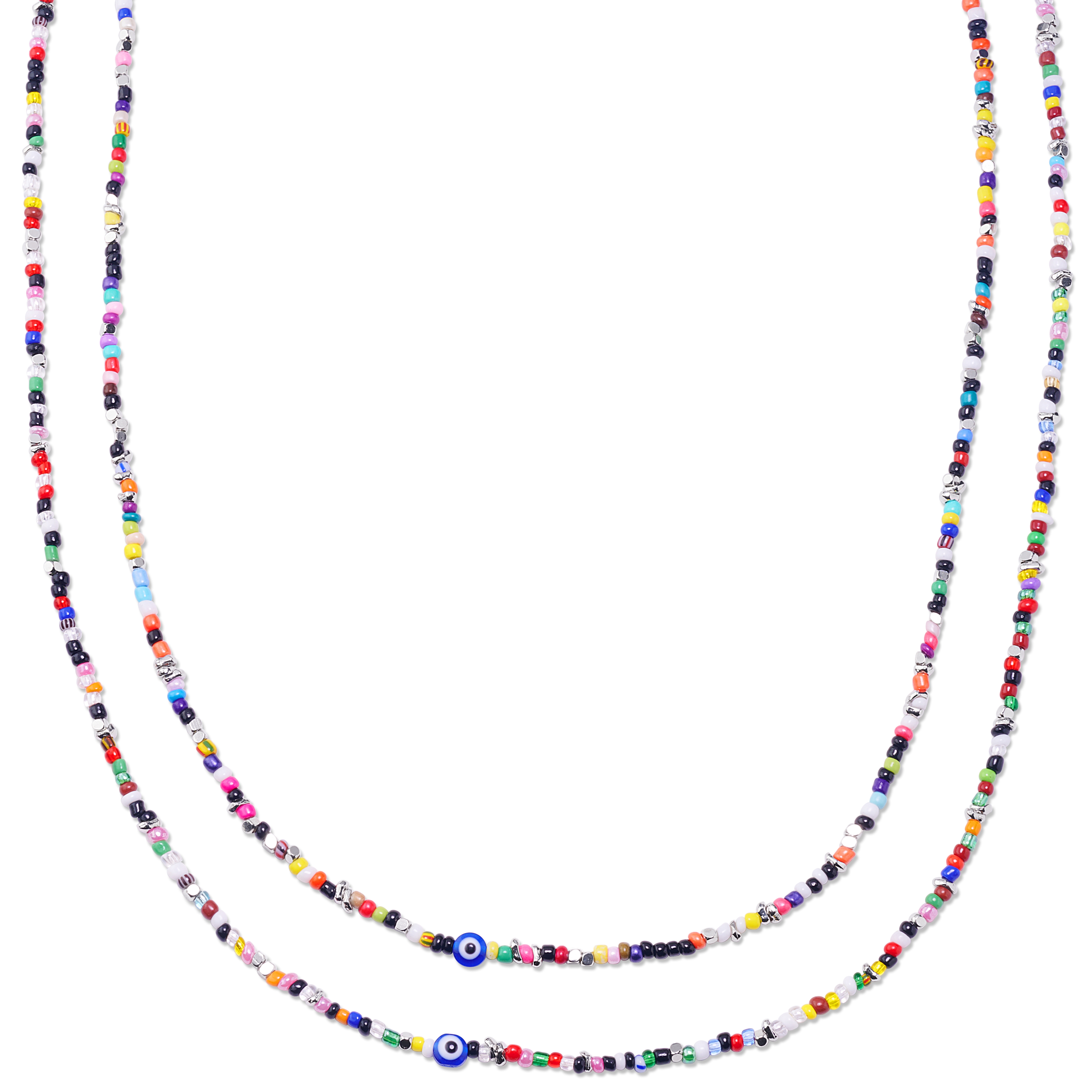 Amalfi | Colourful Multi-Glass Beaded 2-Pack Necklace Set