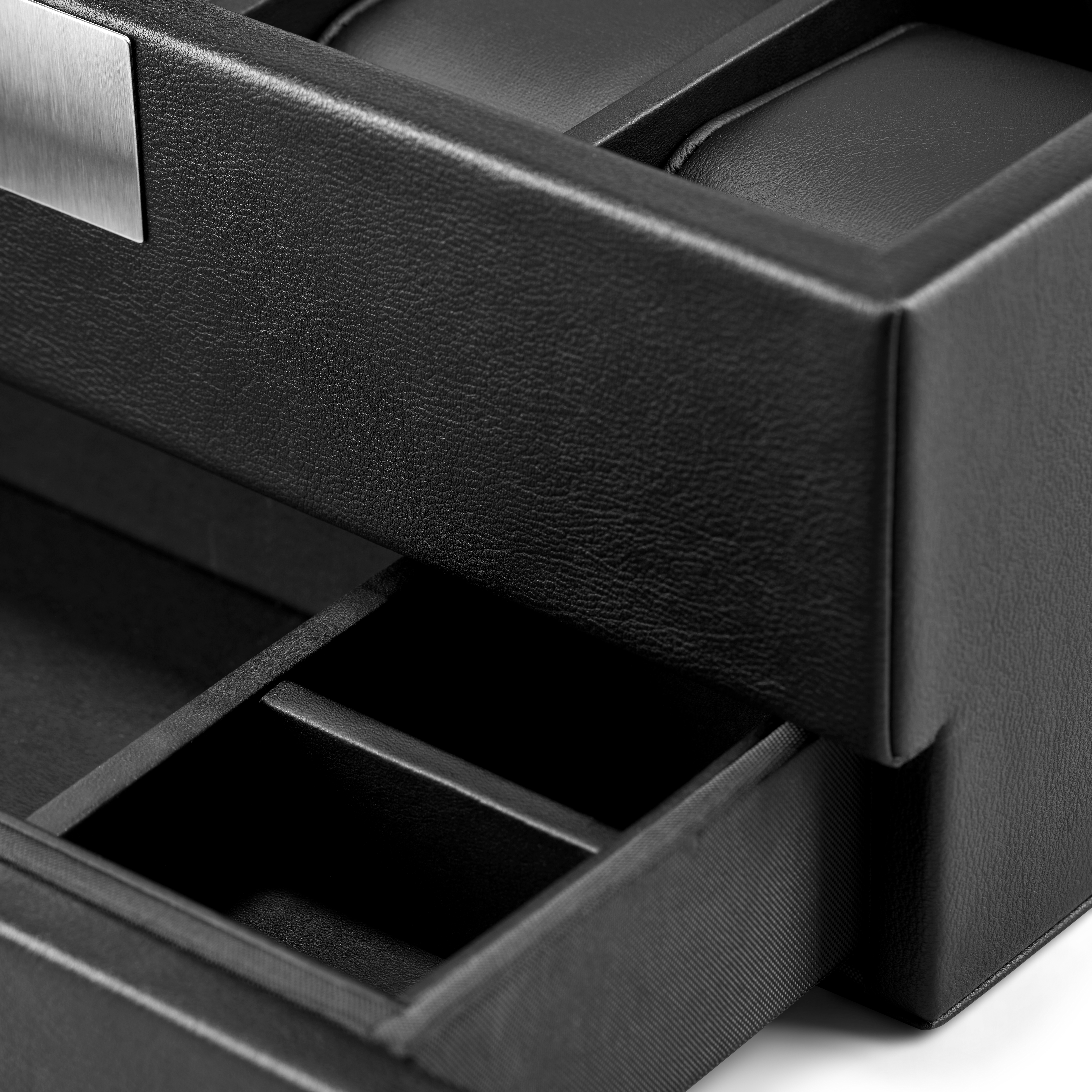 Custodia per orologi e cassetto per gioielli a 5 slot in ecopelle nera - 3