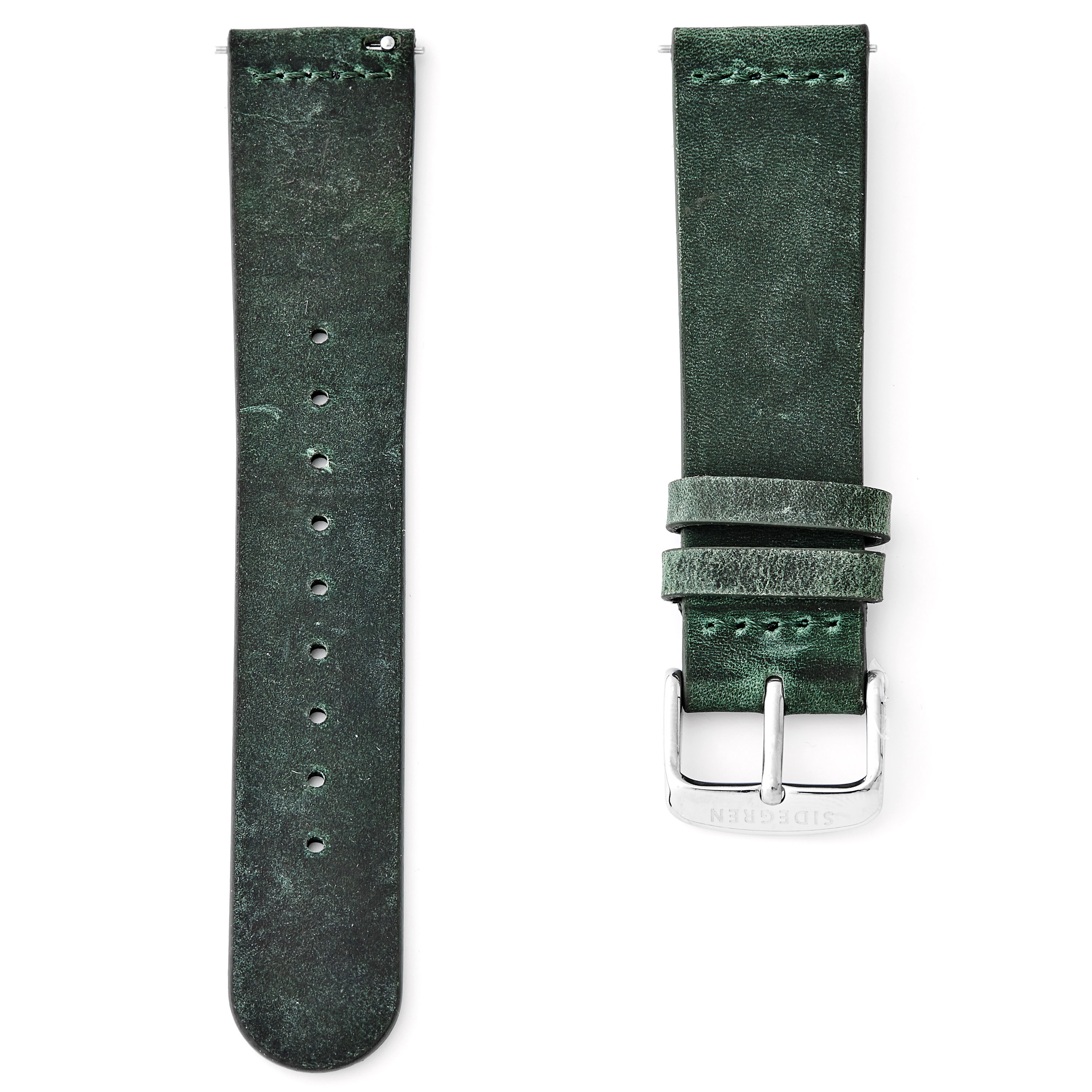 Green Watch Strap - Silver Buckle - 1