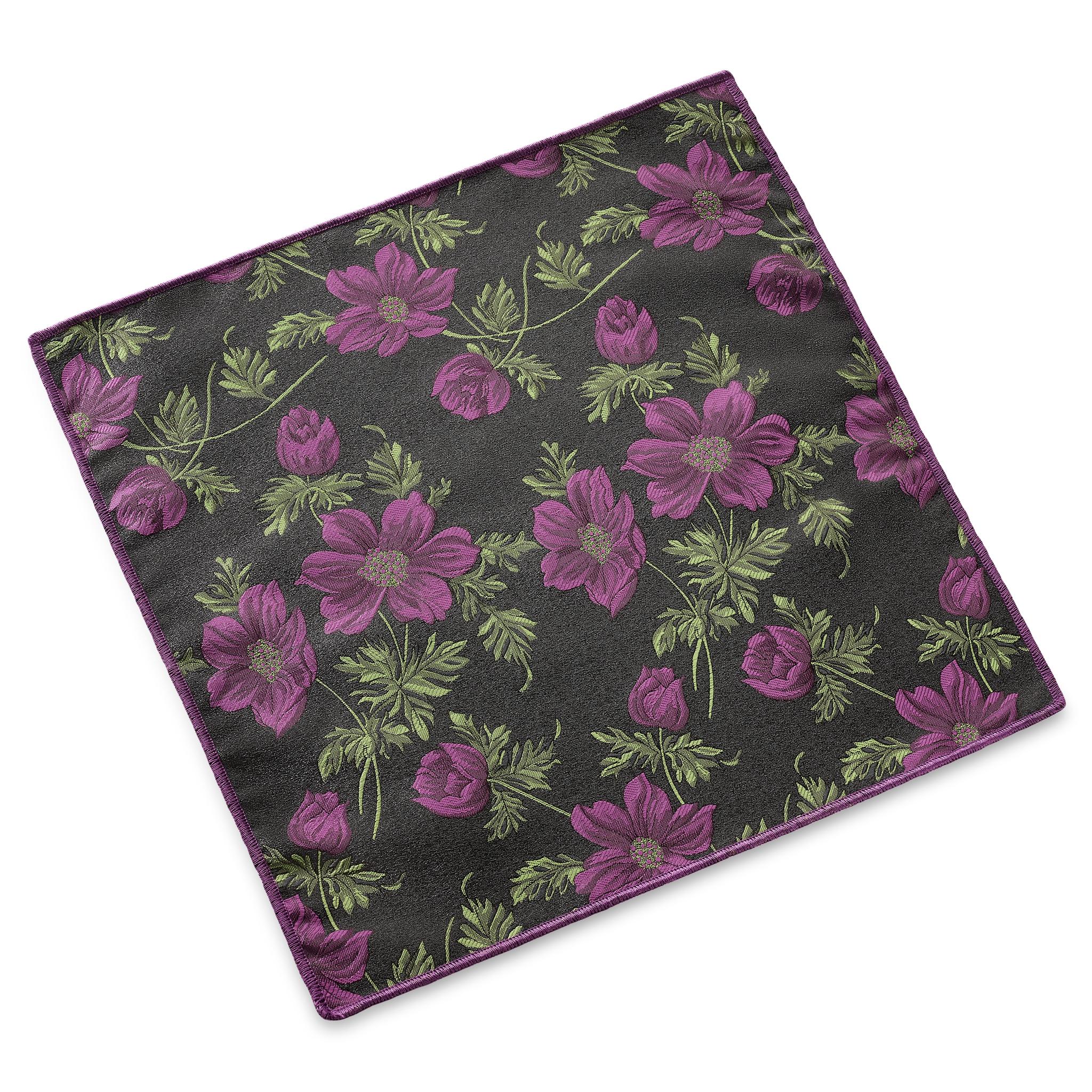 Fazzoletto Da Taschino TigerTie - Motivo Gigli, 30x30 Cm Bordeaux E Argento Fazzoletto Da Taschino TigerTie - Motivo Gigli, 30x30 Cm Bordeaux E Argento