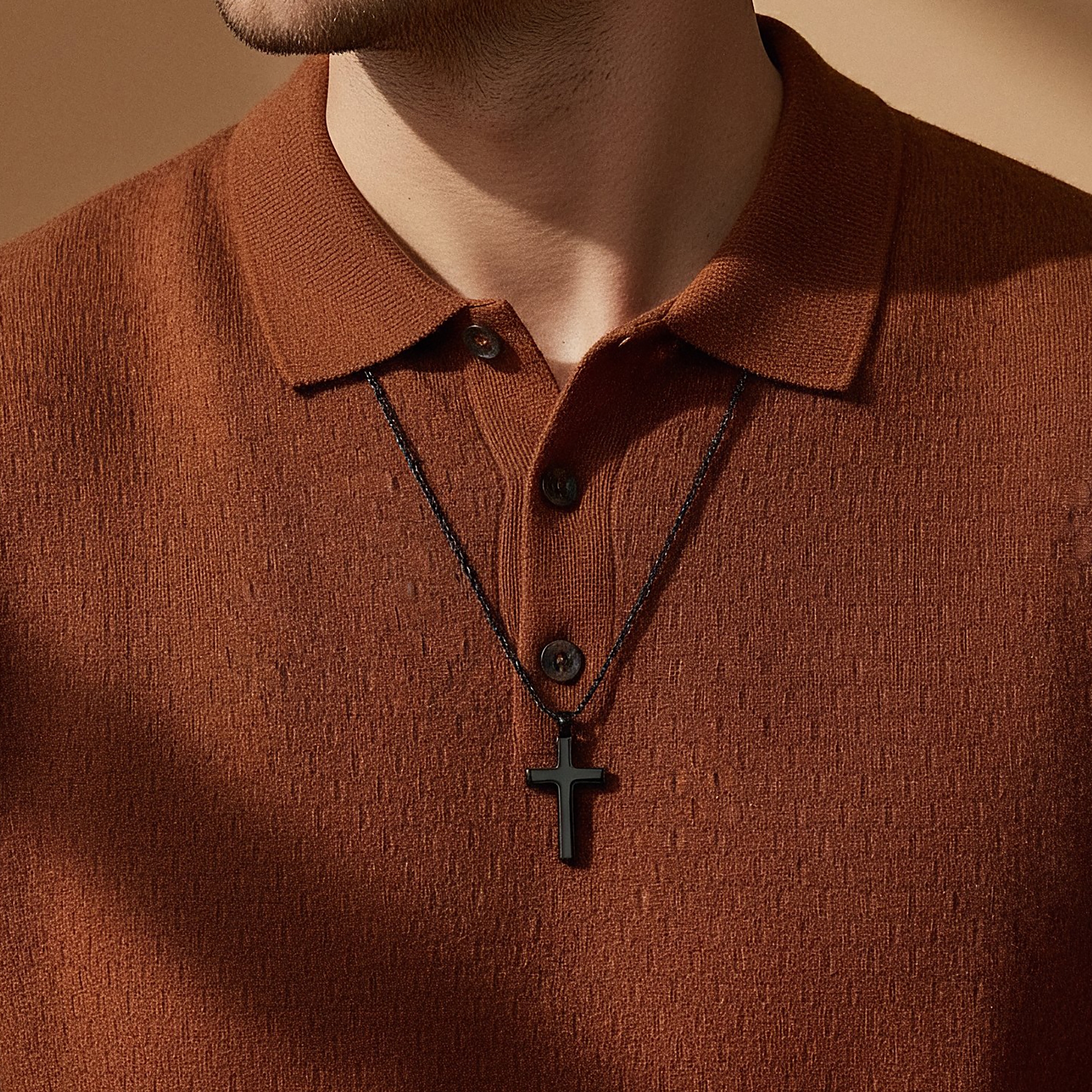 Classic Black Cross Necklace - 3