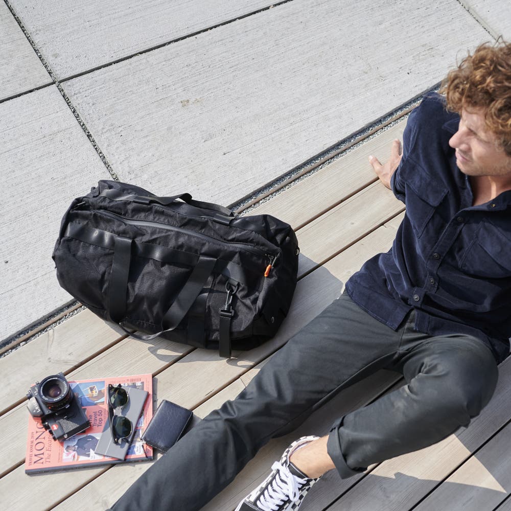 hover: Lealand Black Foldable Duffel Bag hover: Lealand Black Foldable Duffel Bag