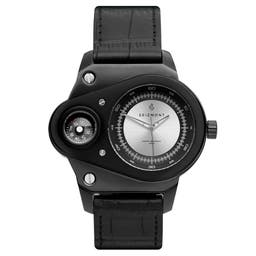 Orbis | Black & Silver-Tone Stainless Steel Compass Watch