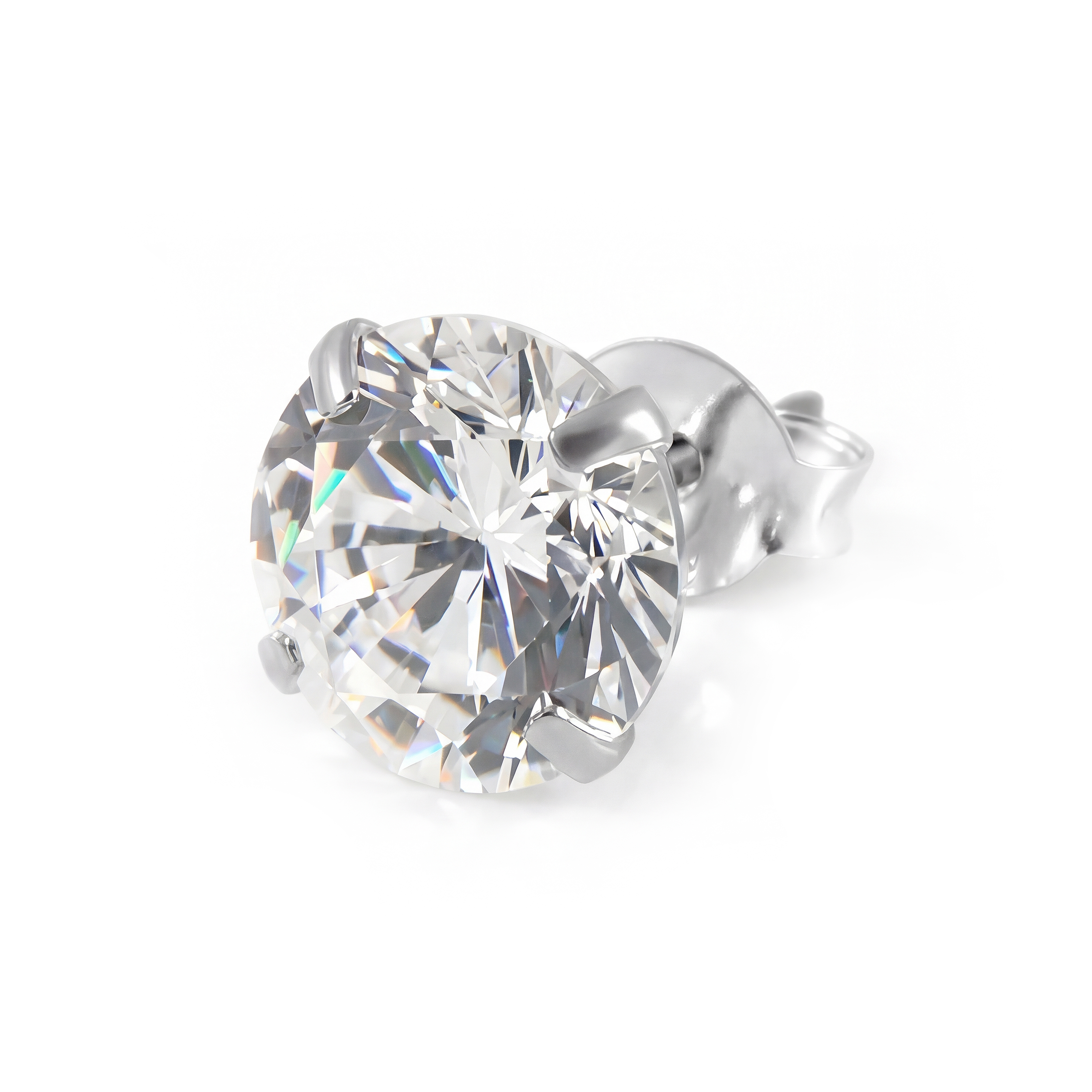 Lucid | 8 mm runt stiftörhänge i 925 sterlingsilver med zirkonia