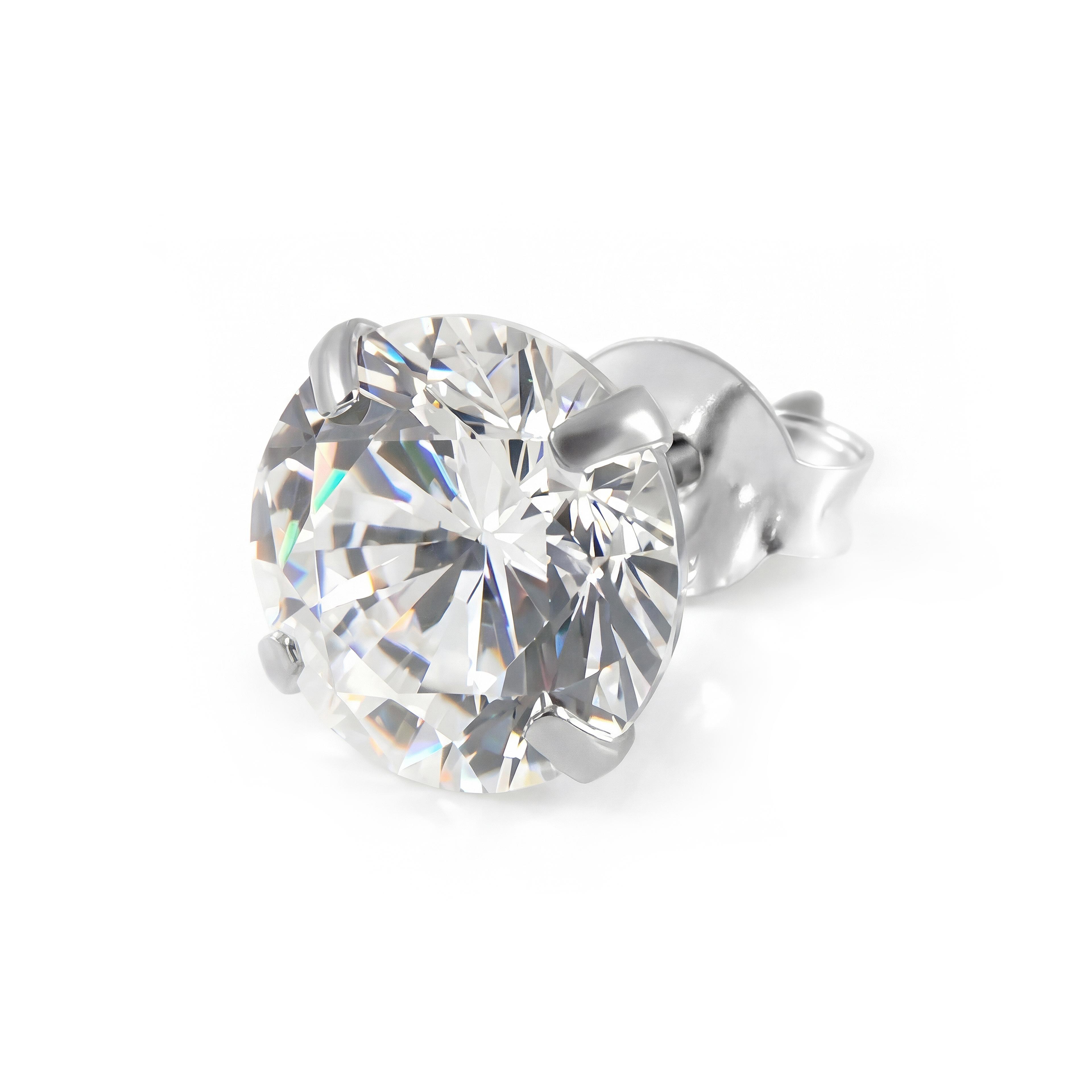 Lucid | Clou d'oreille rond en zircone et argent sterling 925 - 8 mm Lucid | Clou d'oreille rond en zircone et argent sterling 925 - 8 mm