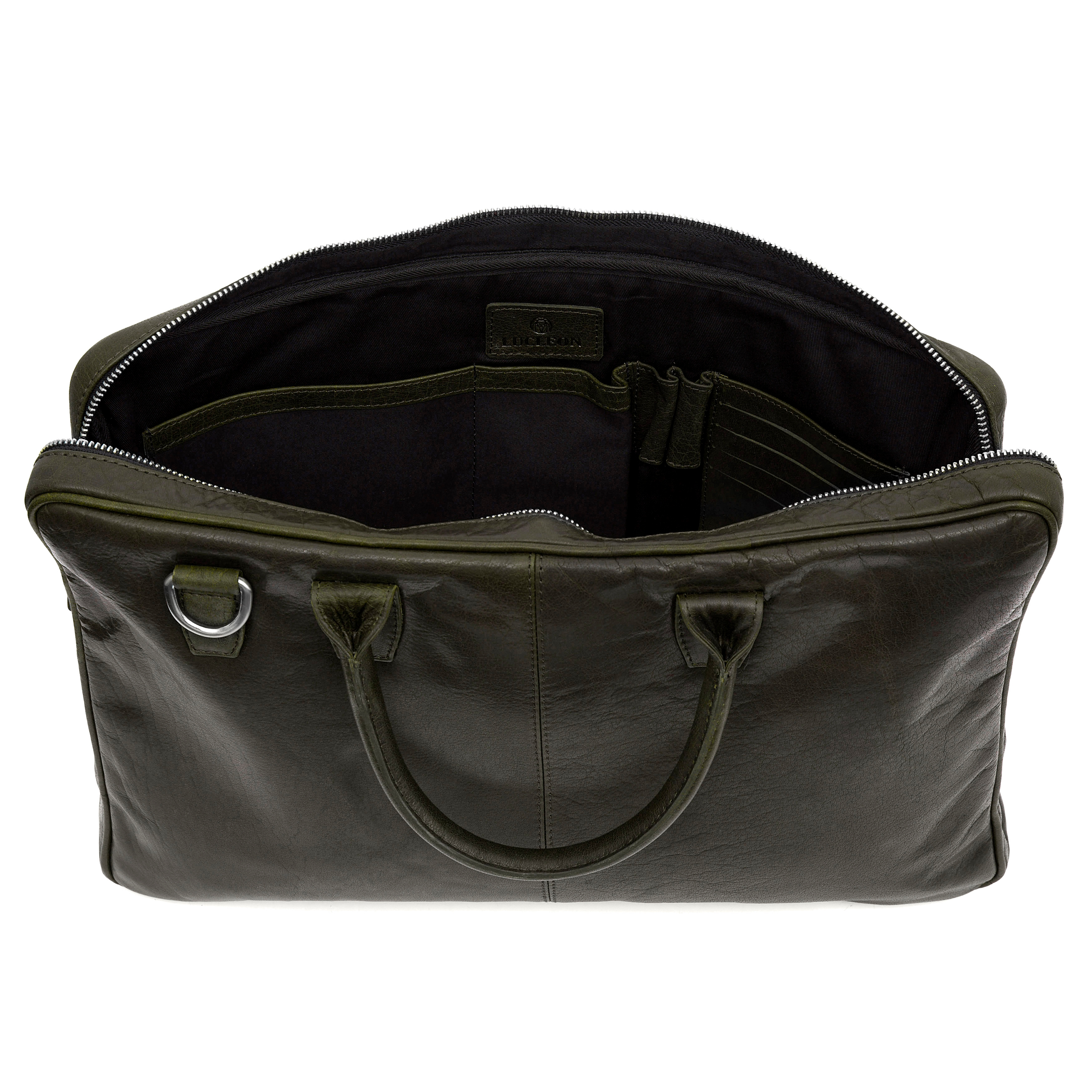Sac Montreal Executive Slim 15" en cuir vert olive - 10