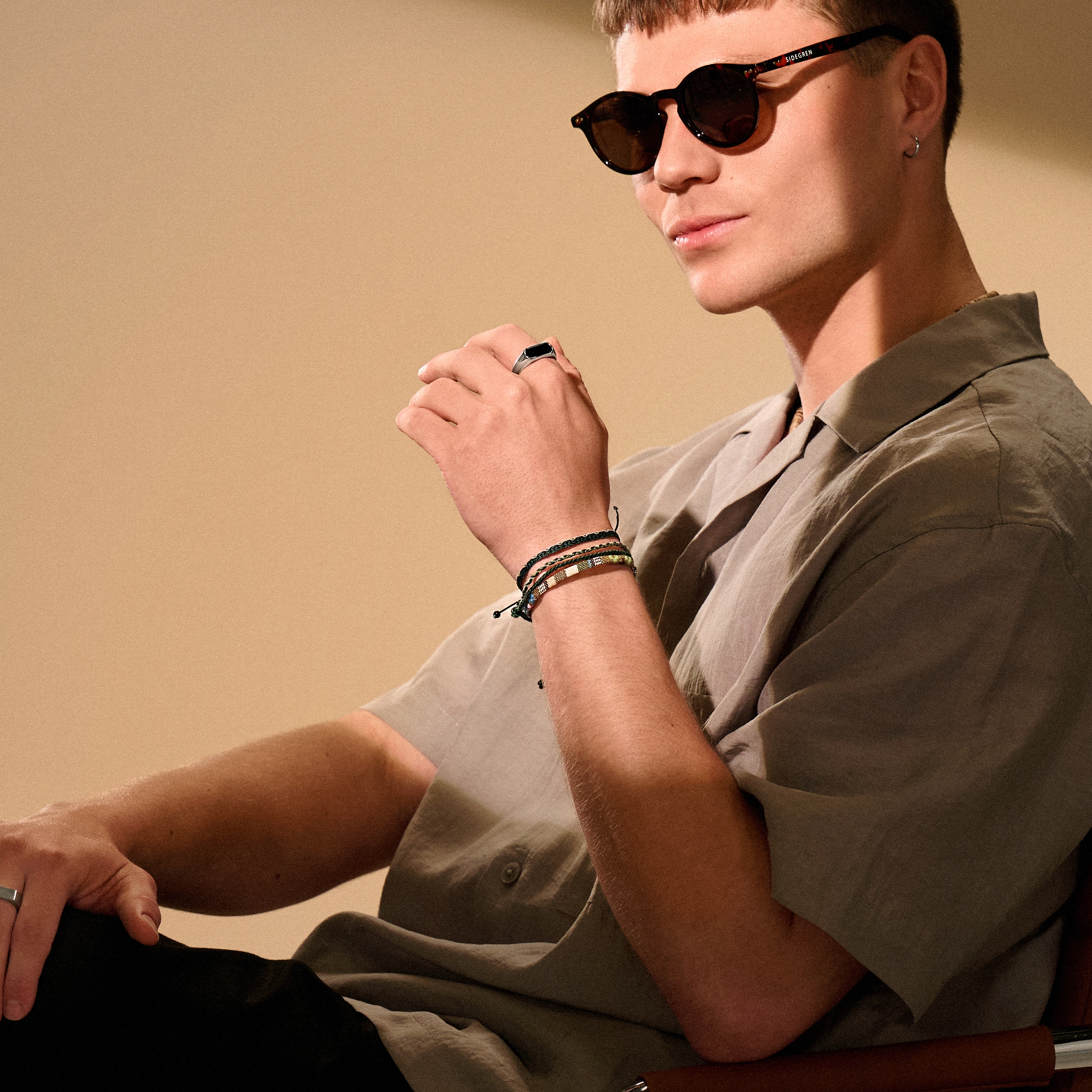 Bracciale Surfer in tessuto multicolore verde - 4