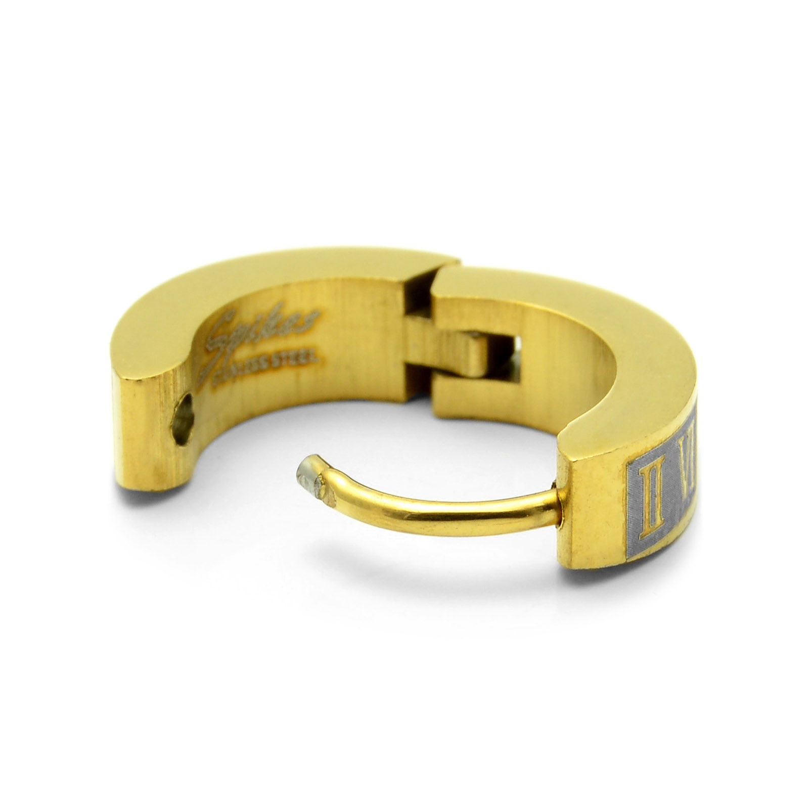 Sentio | Złocisty kolczyk kółeczko z cyframi rzymskimi - 3