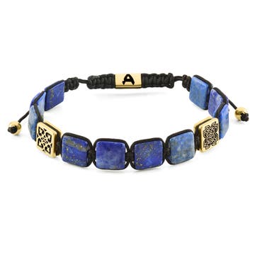 Elysian | Guldfarvet Lapis Lazuli Flad Perle Armbånd