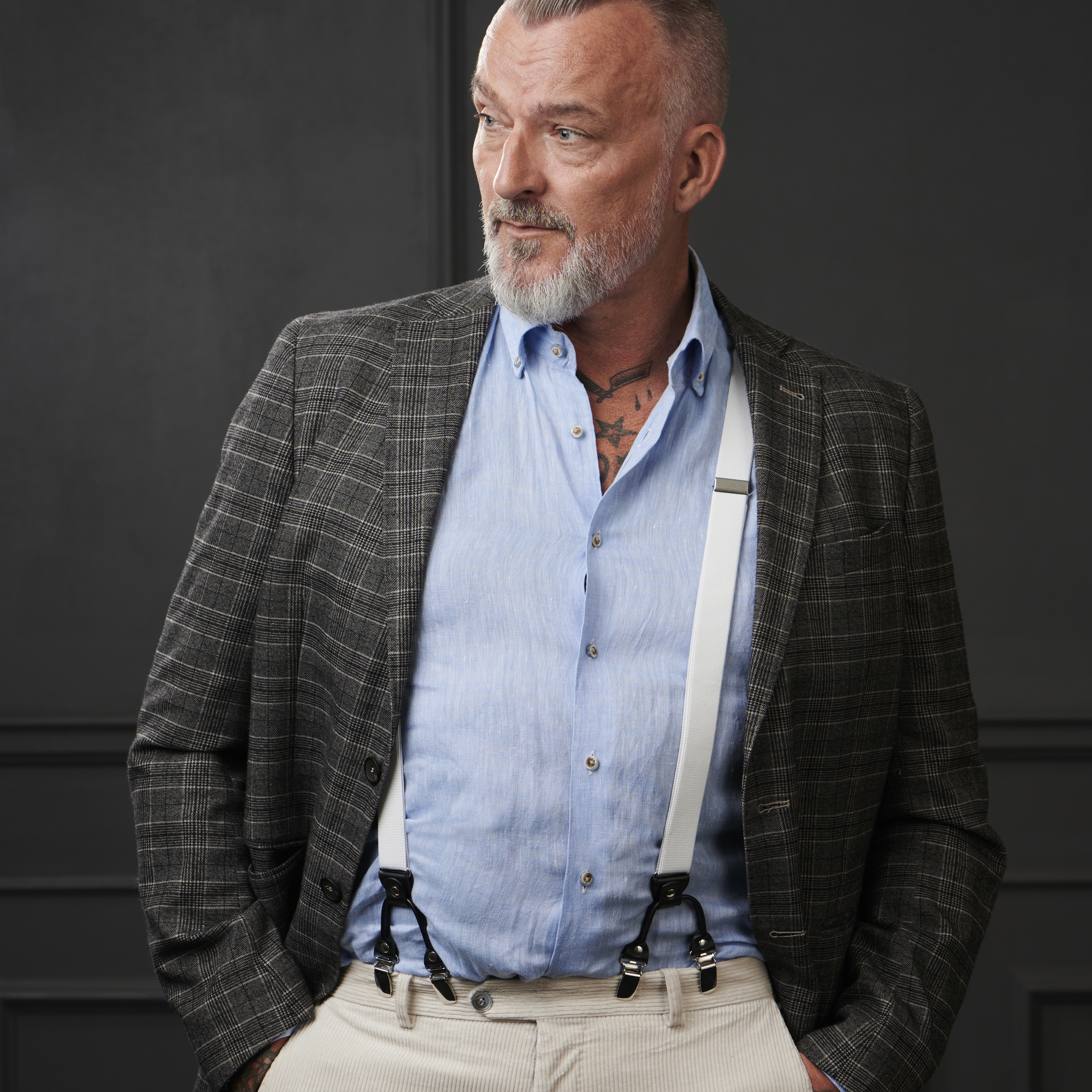 Тесни бели тиранти с клипс - 5