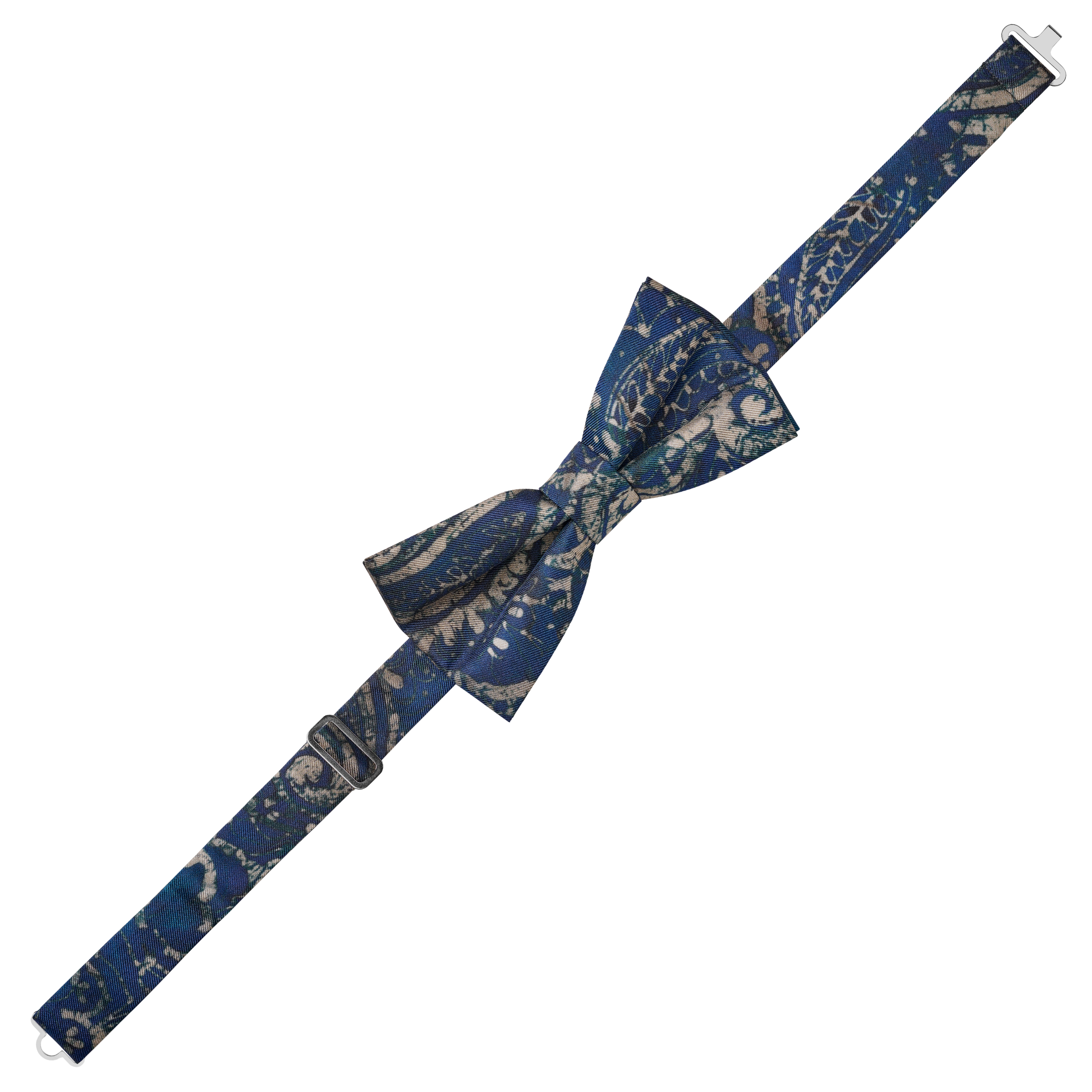 Virtuo | Dark Blue Paisley Silk Pre-tied Bow Tie - 2