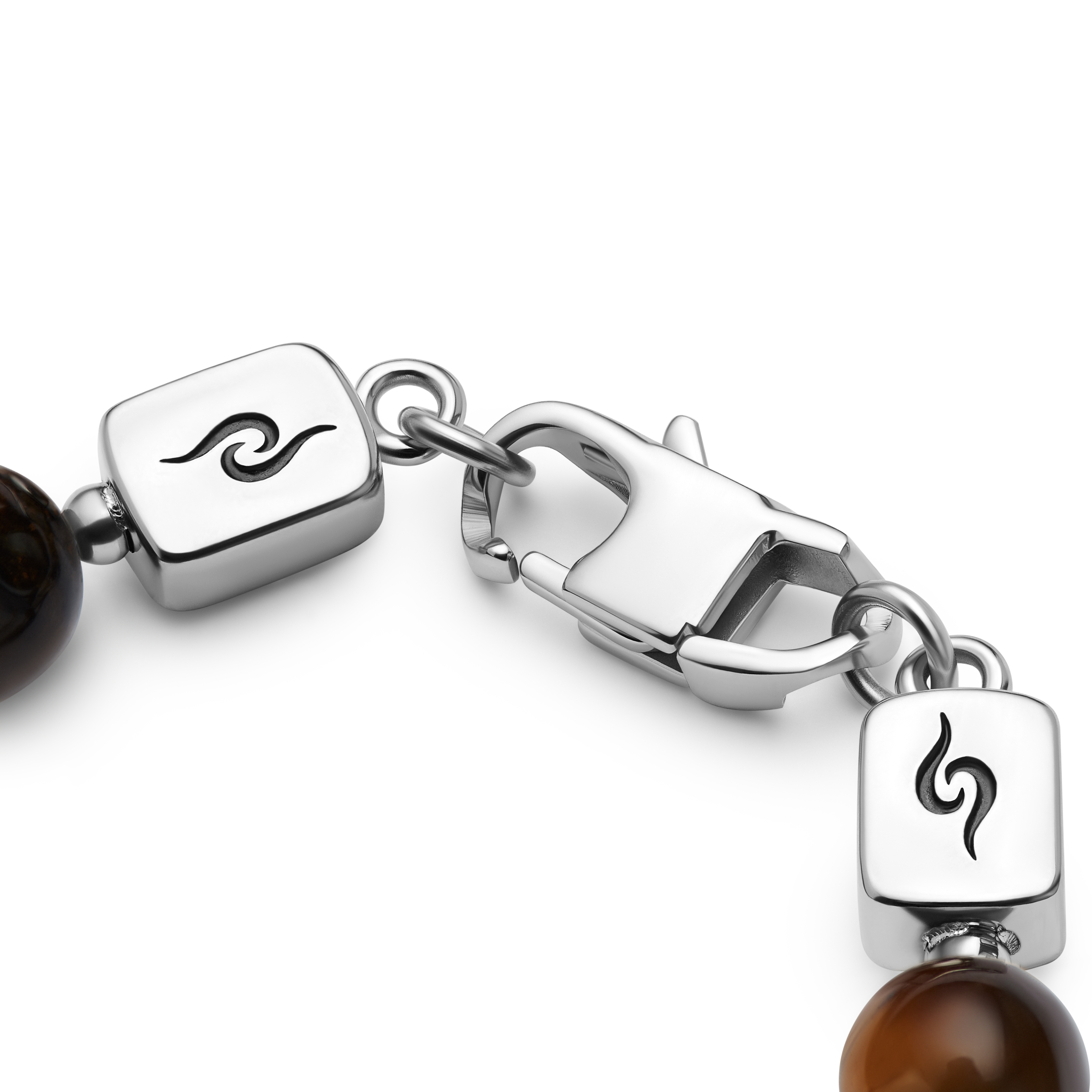 Rico | Zapestnica z lobanjo iz tigrovega očesa in srebrnega nerjavečega jekla - 4