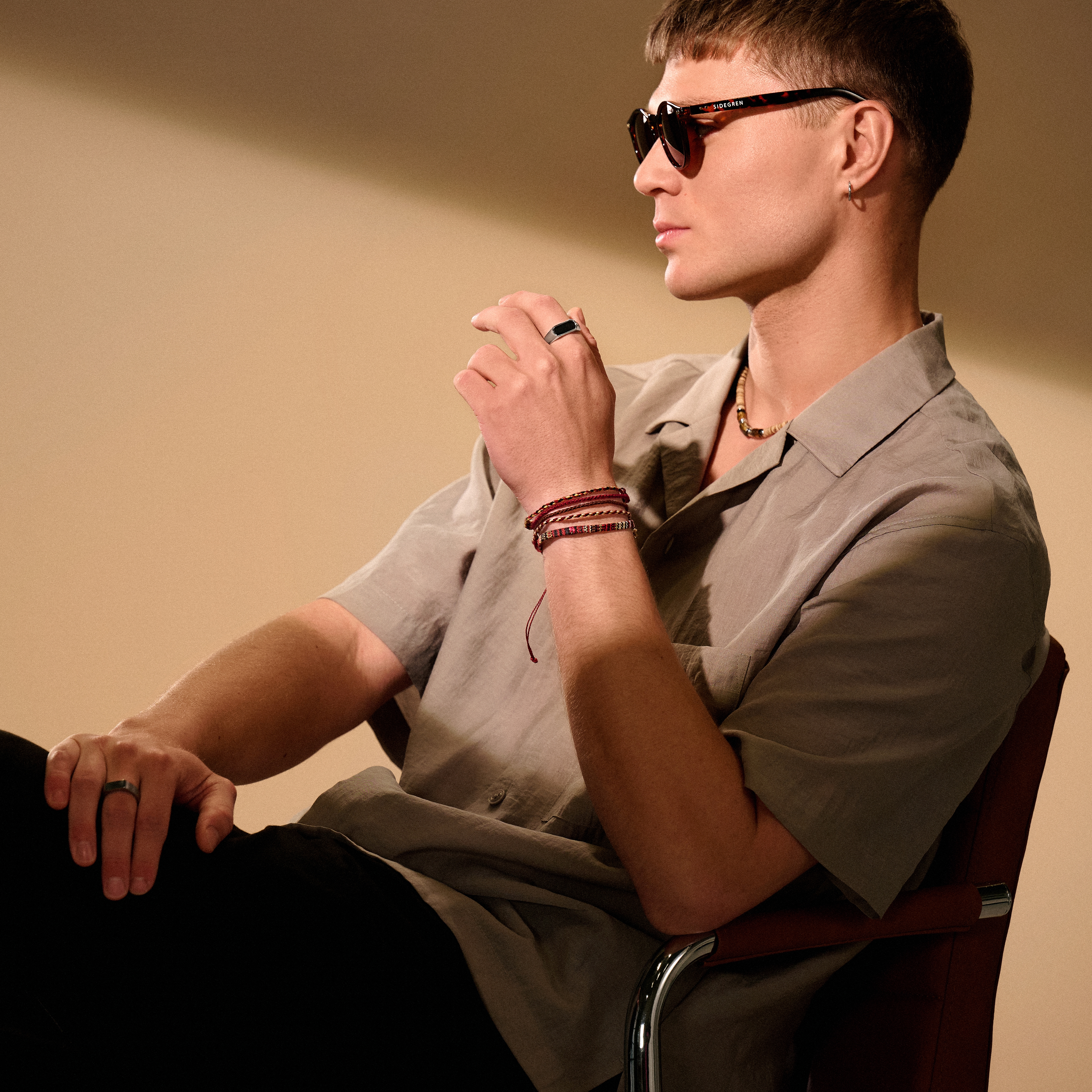 Dark Red Multicolored Textile Surfer Bracelet - 5