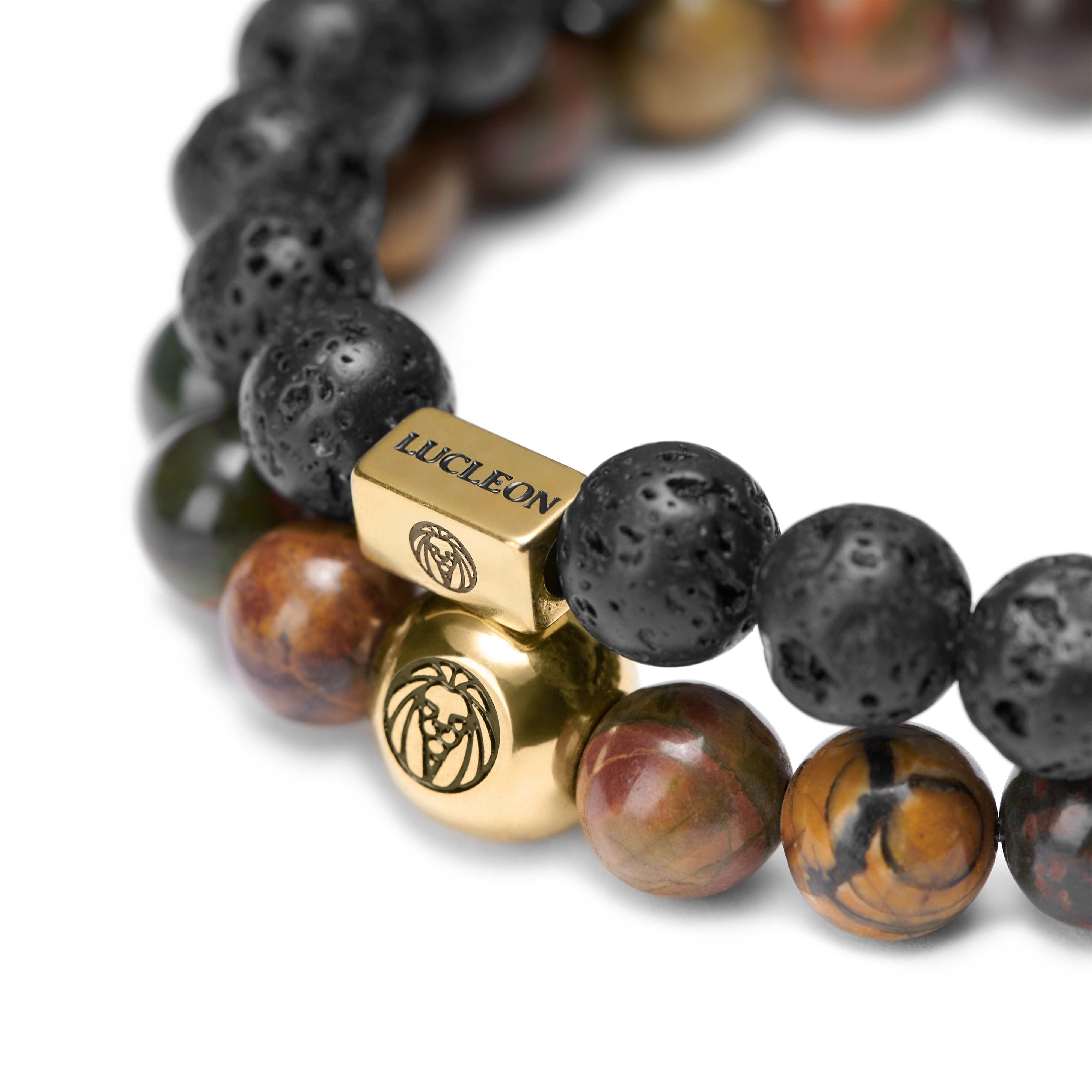 7 mm Jasper and Lava Rock Bracelet - 2