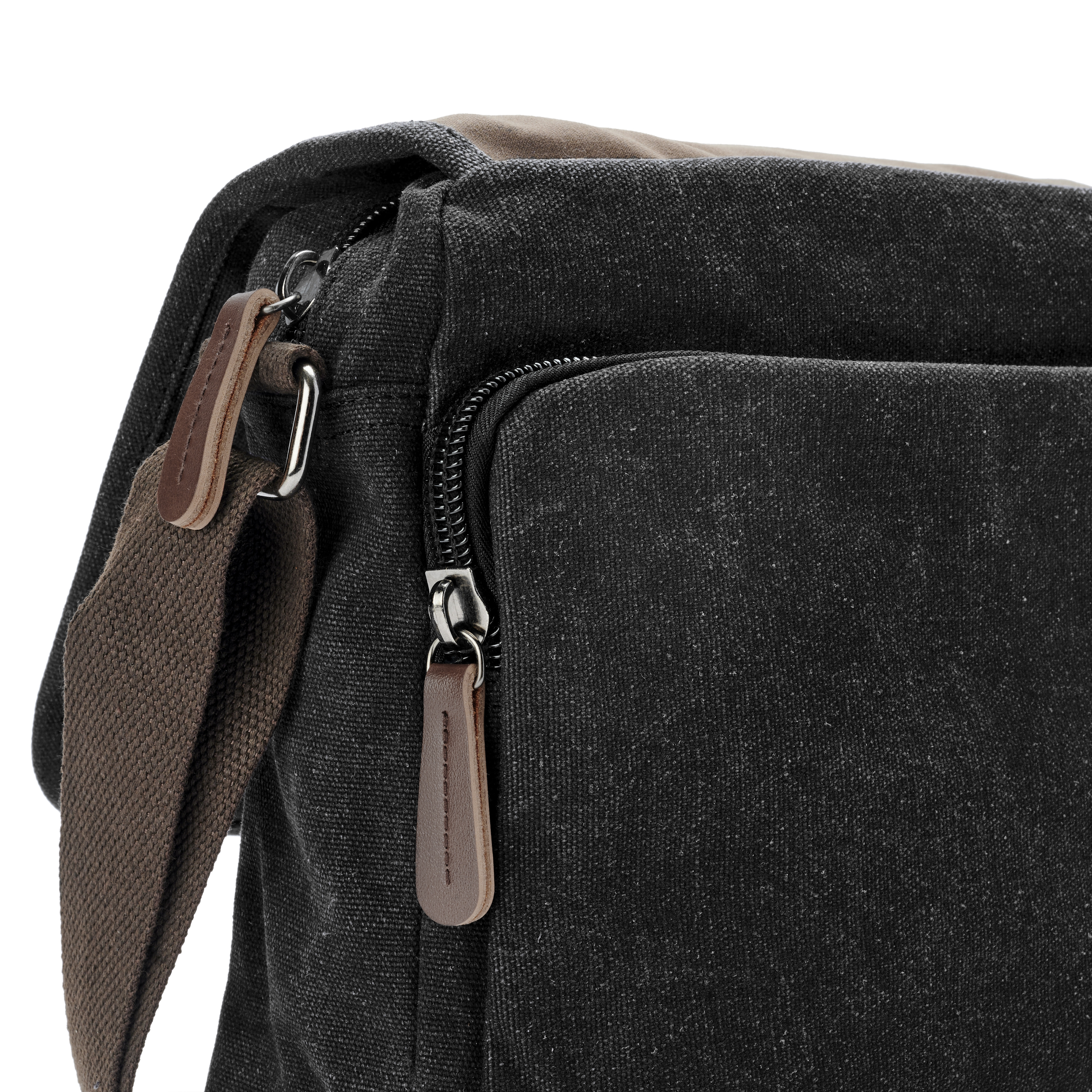 Vintage Messenger Bag aus Segeltuch und braunem Leder - 6