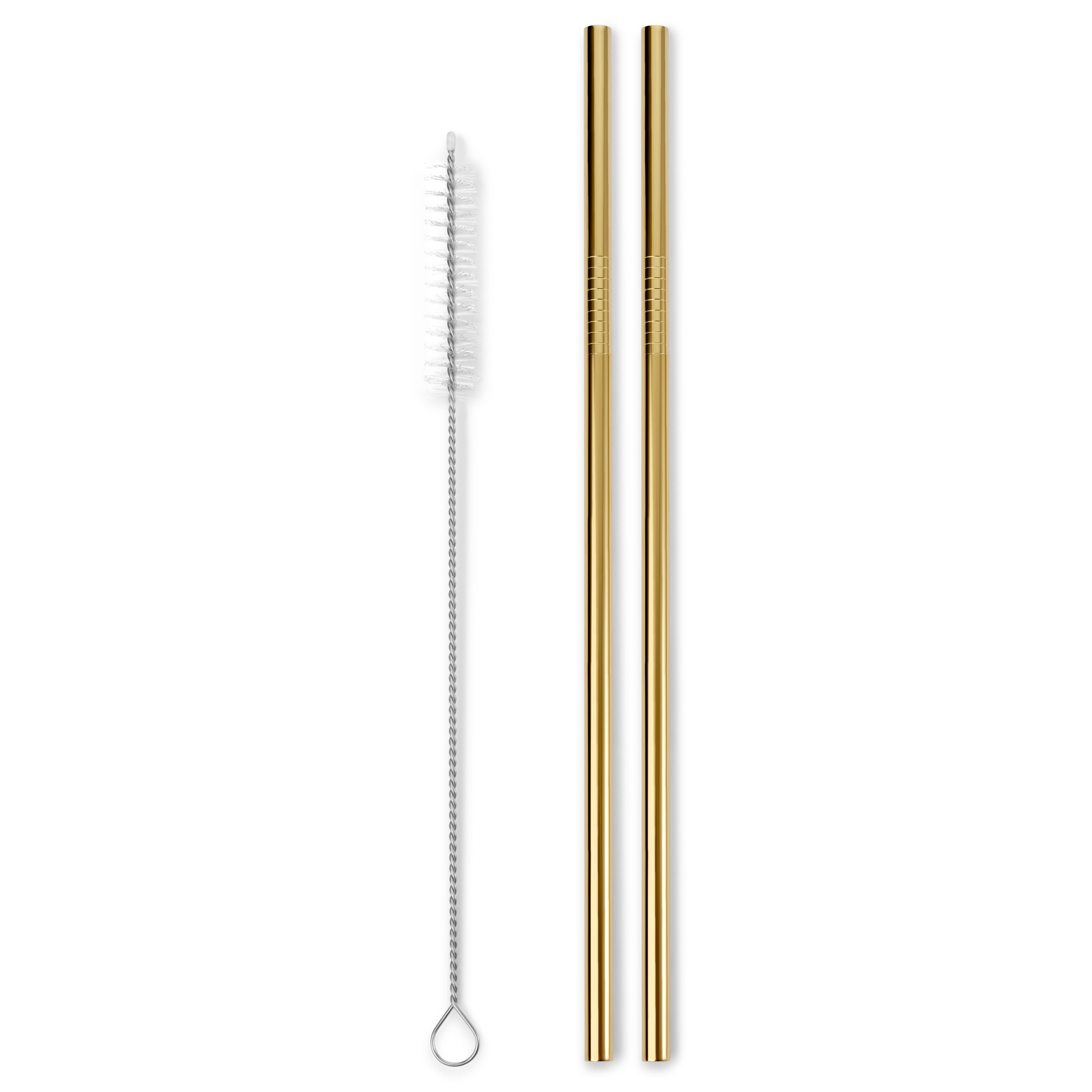 Dishwasher-Safe Gold-Tone Stainless Steel Straws | Set of 2