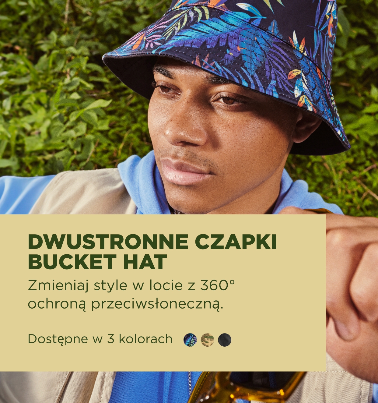 Lacuna | Dwustronny czarno-kwiecisty kapelusz bucket hat | W