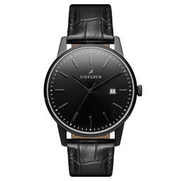 Patriarch | Black Dress Watch With Black Dial & Black Leather Strap