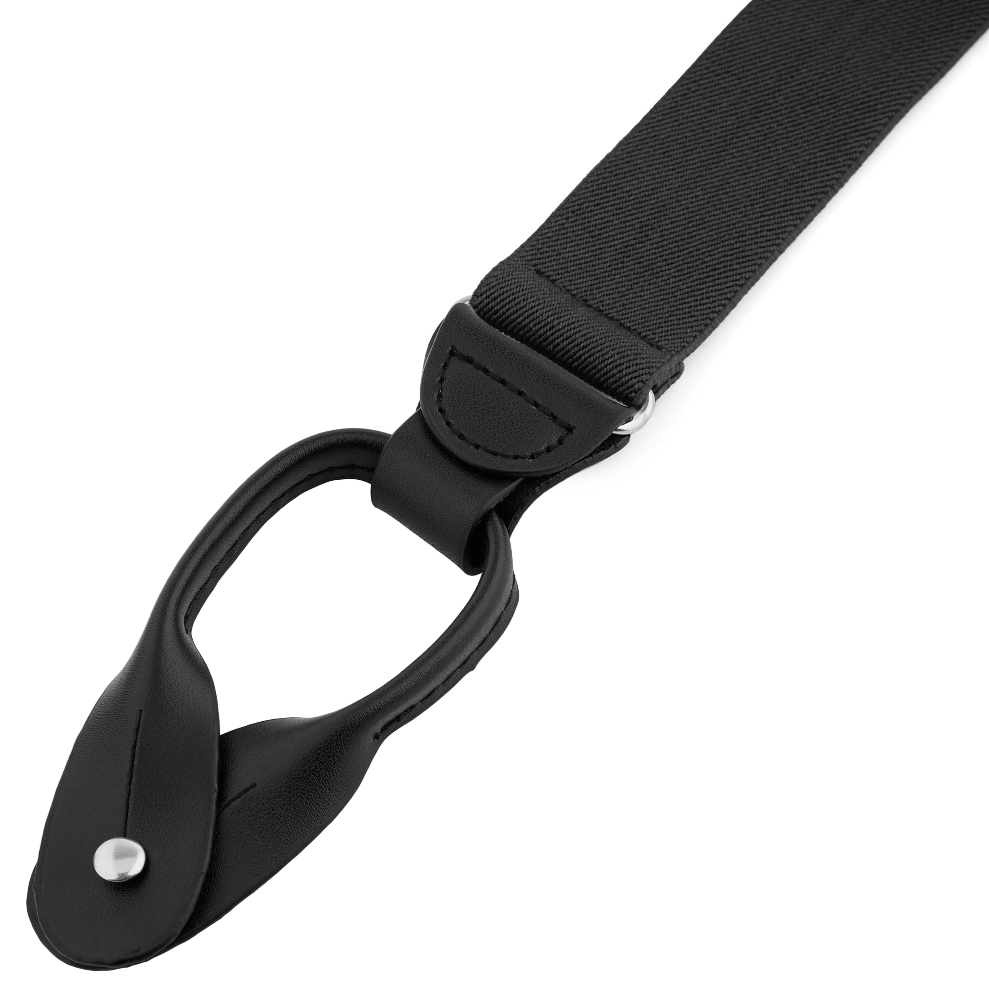 Wide Dark Grey Split Button Suspenders - 2