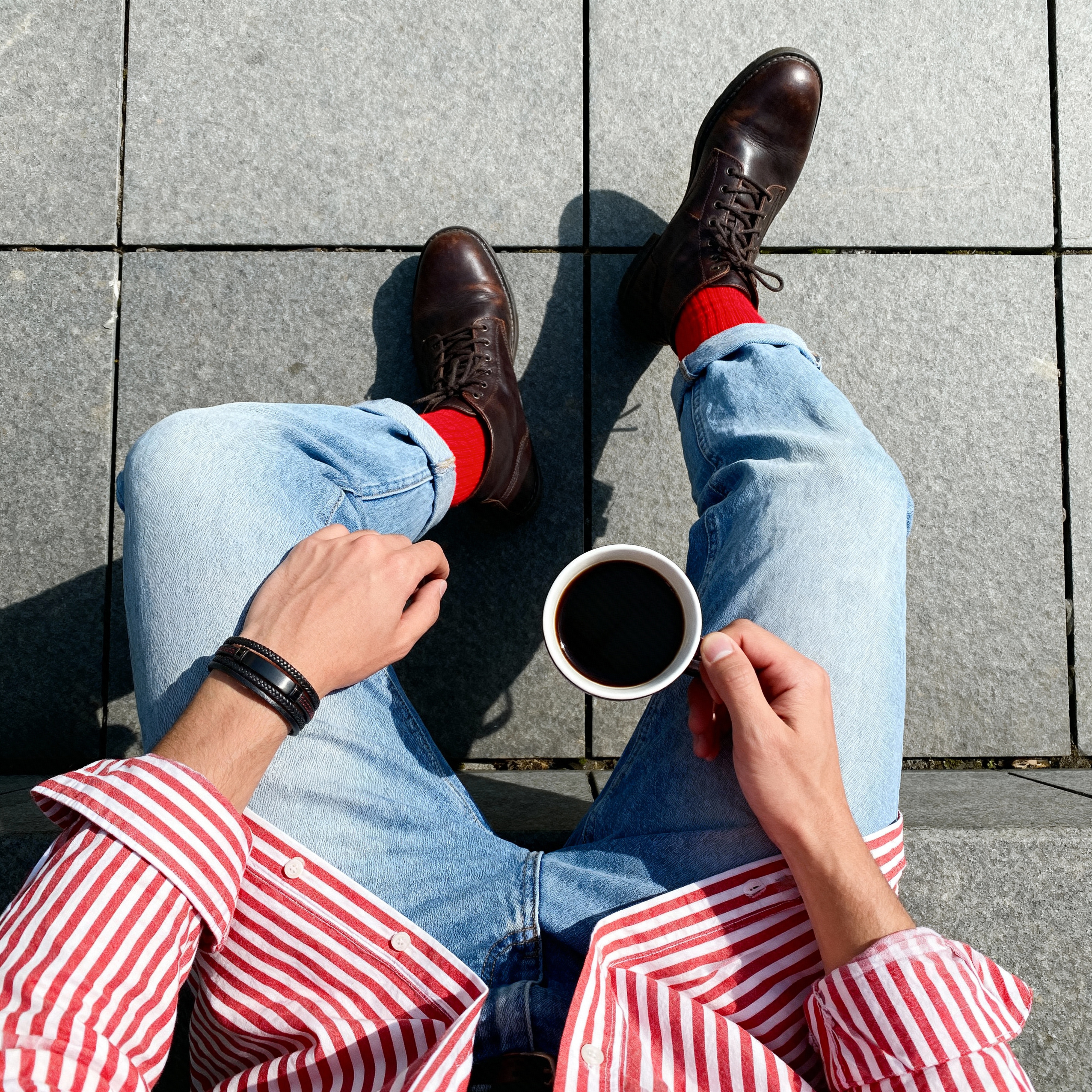 Schwarzes und rotes ID Armband aus Edelstahl - 3