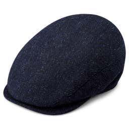 Fido | Royal Blue Patterned Wool Flat Cap