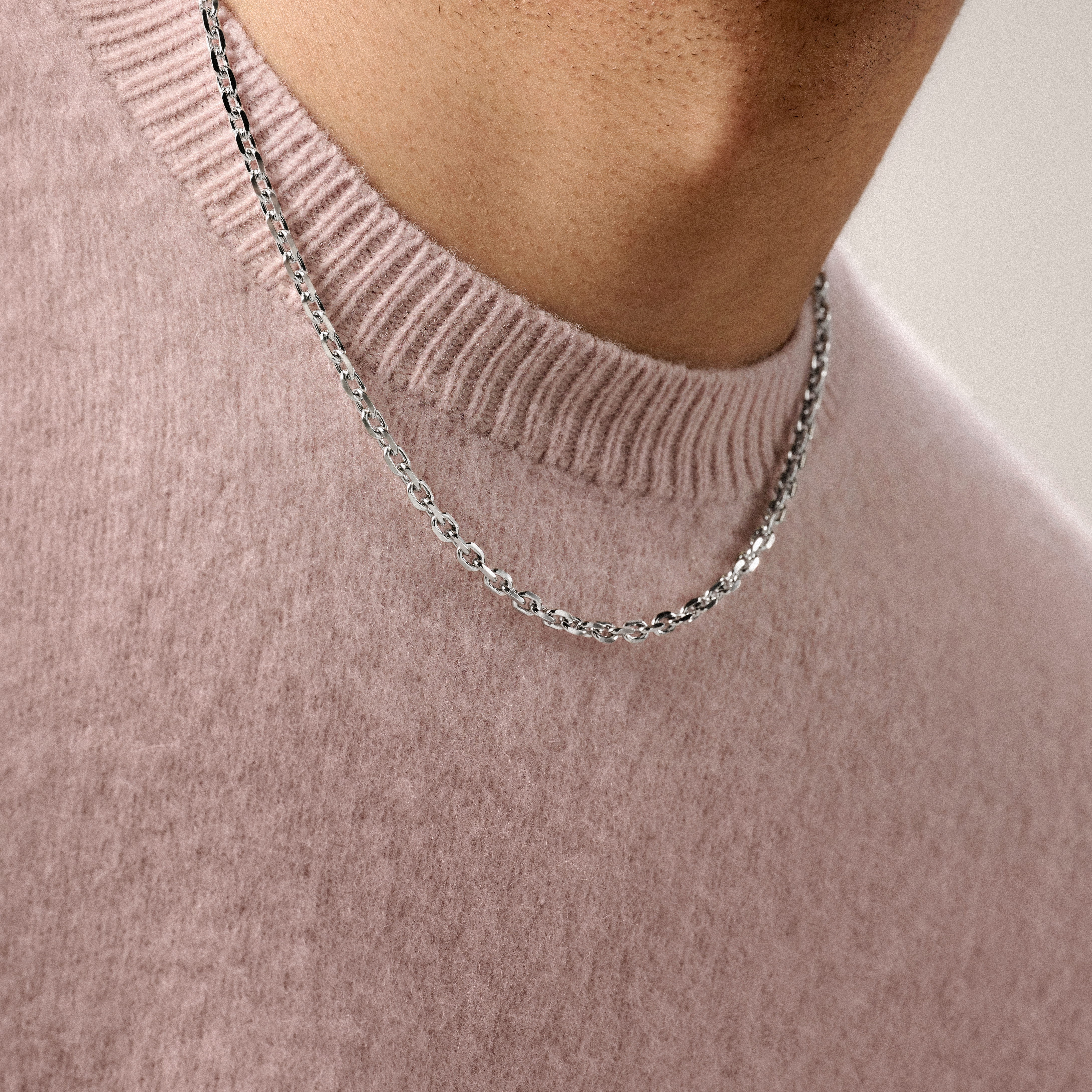 Argentia | 925s | Collier à chaîne en argent sterling plaqué rhodium de 6 mm - 2