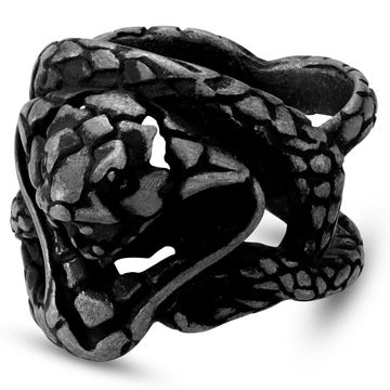 Jax | Black & Light gray Stainless Steel Cobra Ring