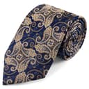 Gravata em Seda Paisley Azul e Dourado | 8 cm Gravata em Seda Paisley Azul e Dourado | 8 cm
