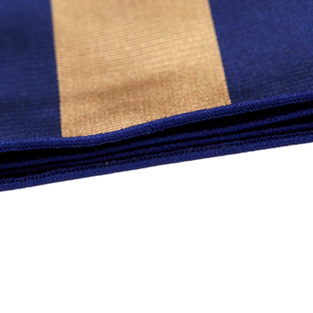 hover: Gold & Navy Stripe Silk Pocket Square hover: Gold & Navy Stripe Silk Pocket Square