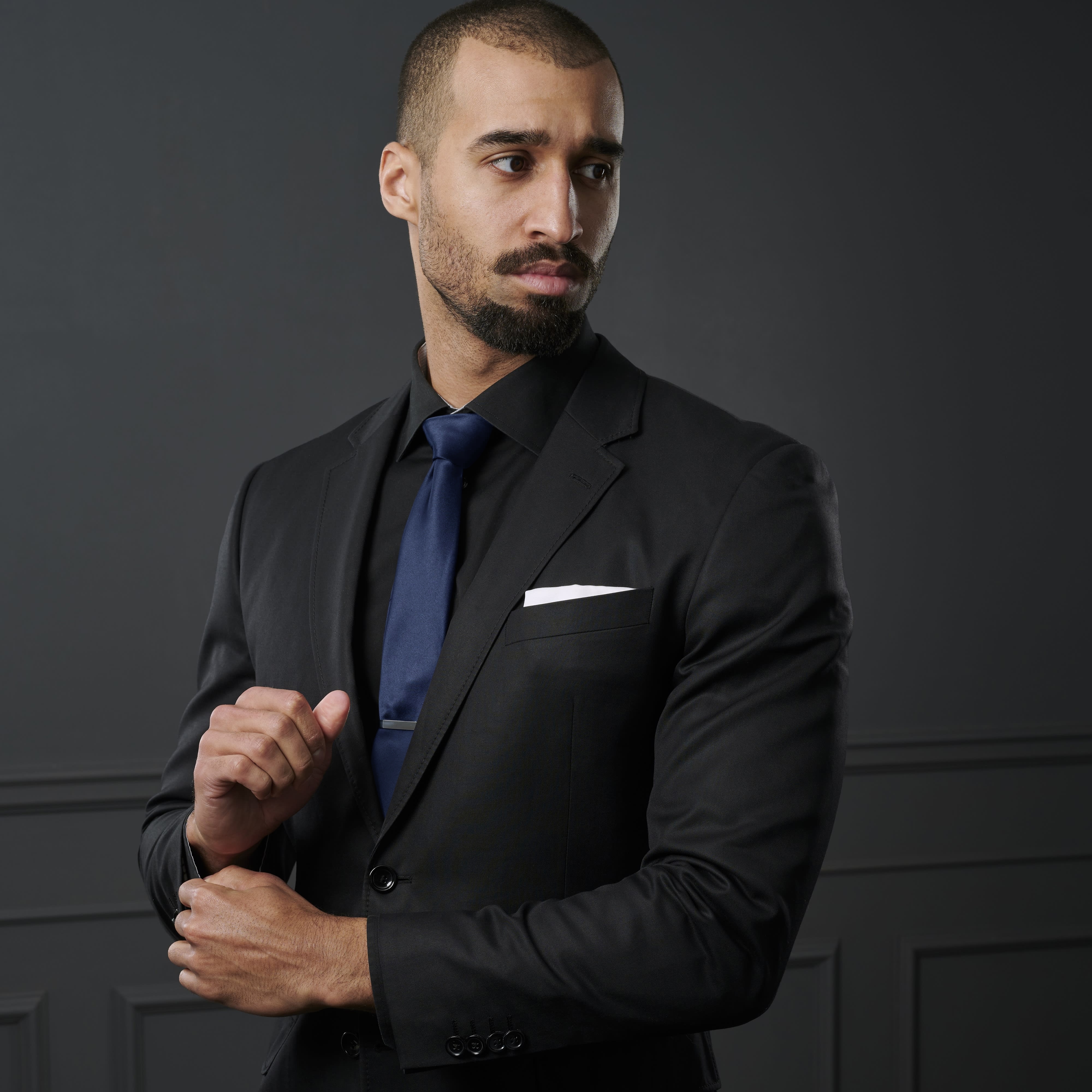 Extra Lange Marineblauwe Basic Stropdas van 6 cm - 4