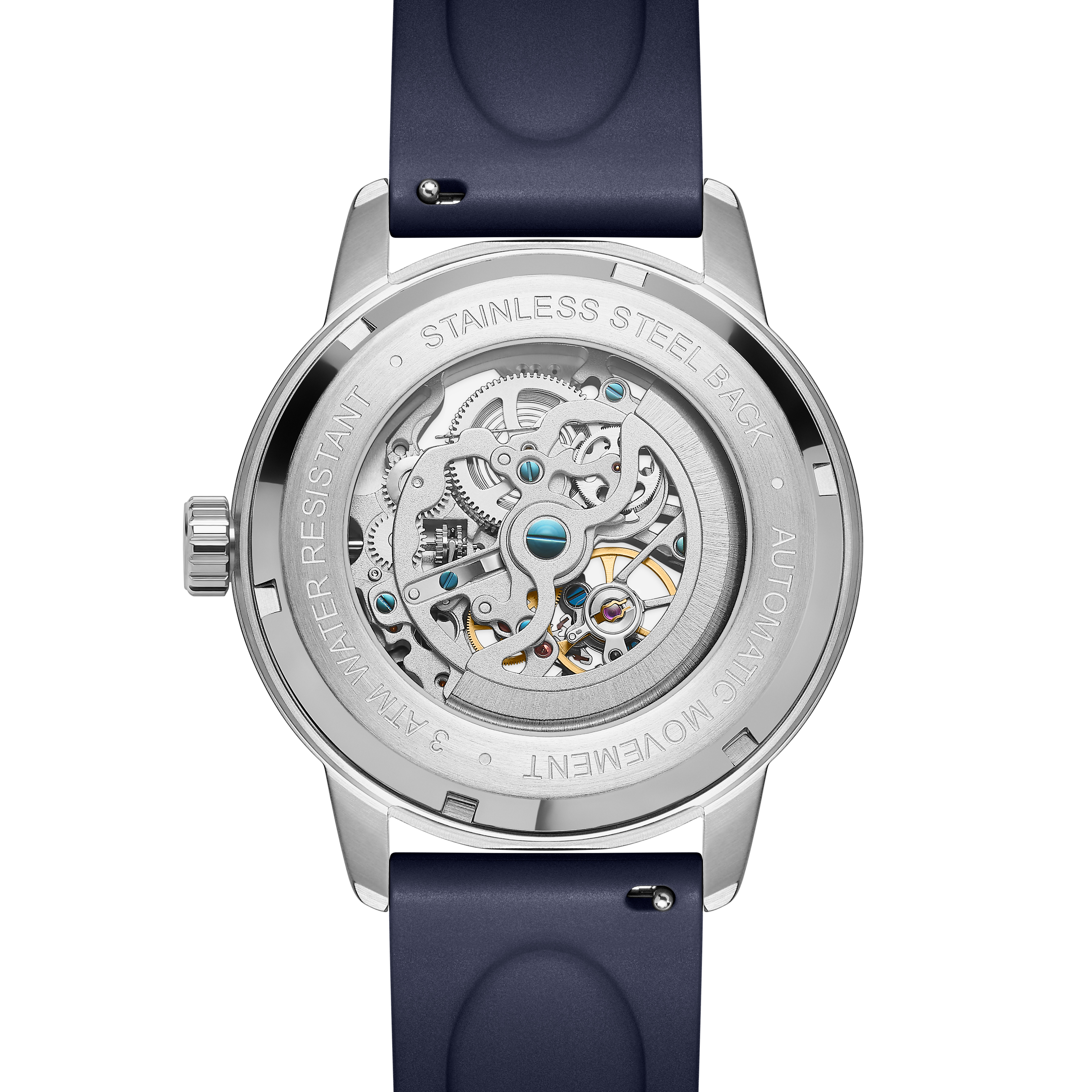 Dante II | Montre squelette bleu marine avec bracelet en caoutchouc - 3