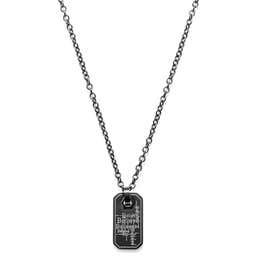 Black Stainless Steel Believe Dog Tag Cable Chain Necklace