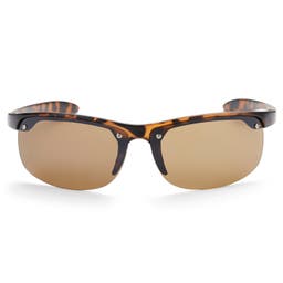Szylkretowo-brązowe sportowe okulary przeciwsłoneczne