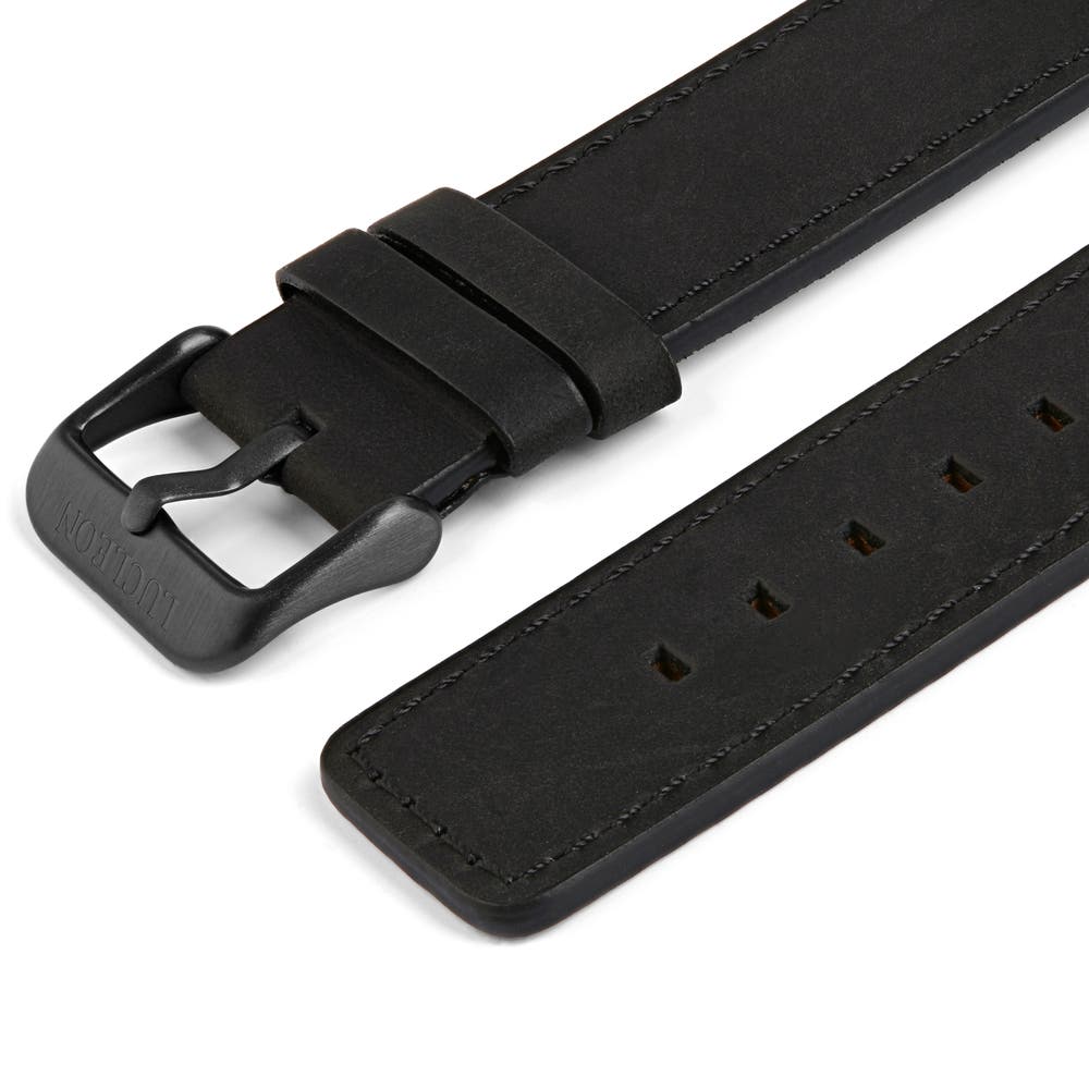 hover: Black & Gunmetal Grey Watch Strap with Red Stitches hover: Black & Gunmetal Grey Watch Strap with Red Stitches