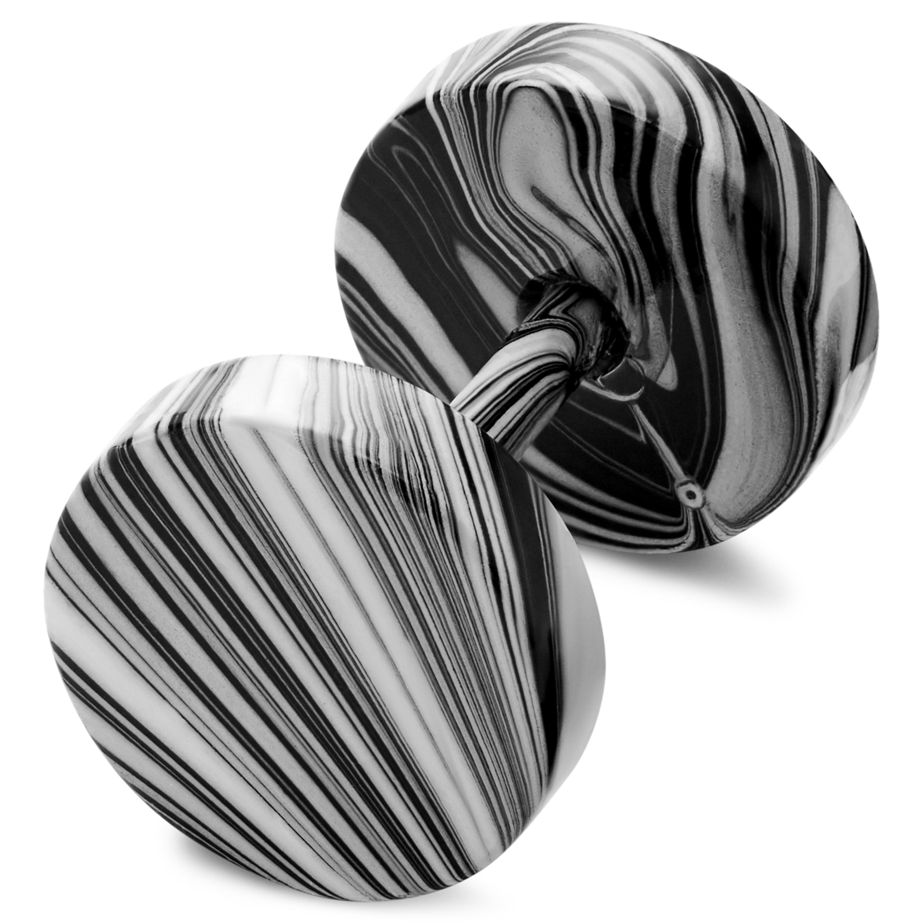 Satago | 8 mm Black & White Stainless Steel Faux Plug Stud Earring