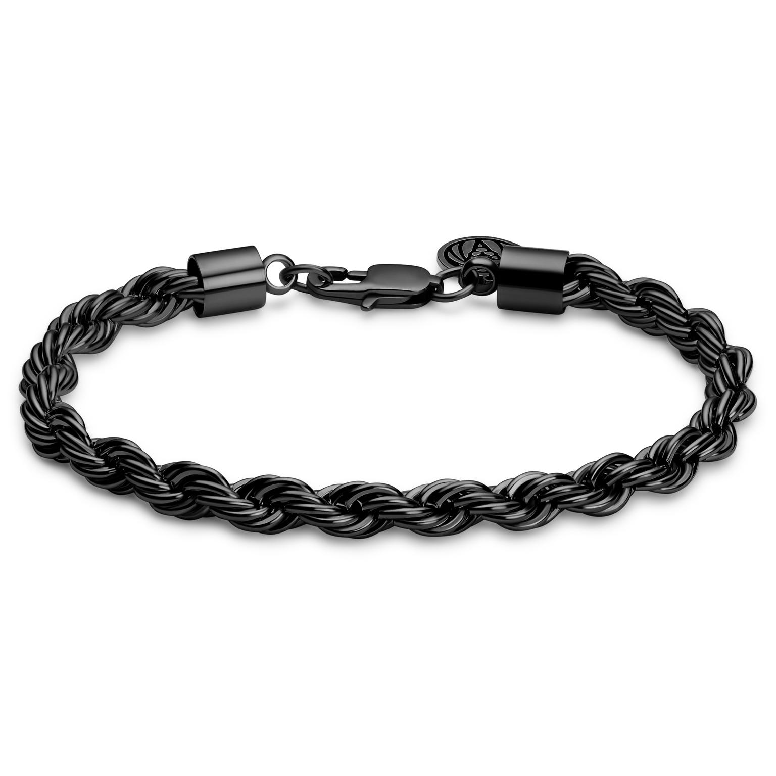Essentials | 6 mm Gunmetal Black Rope Chain Bracelet Essentials | 6 mm Gunmetal Black Rope Chain Bracelet