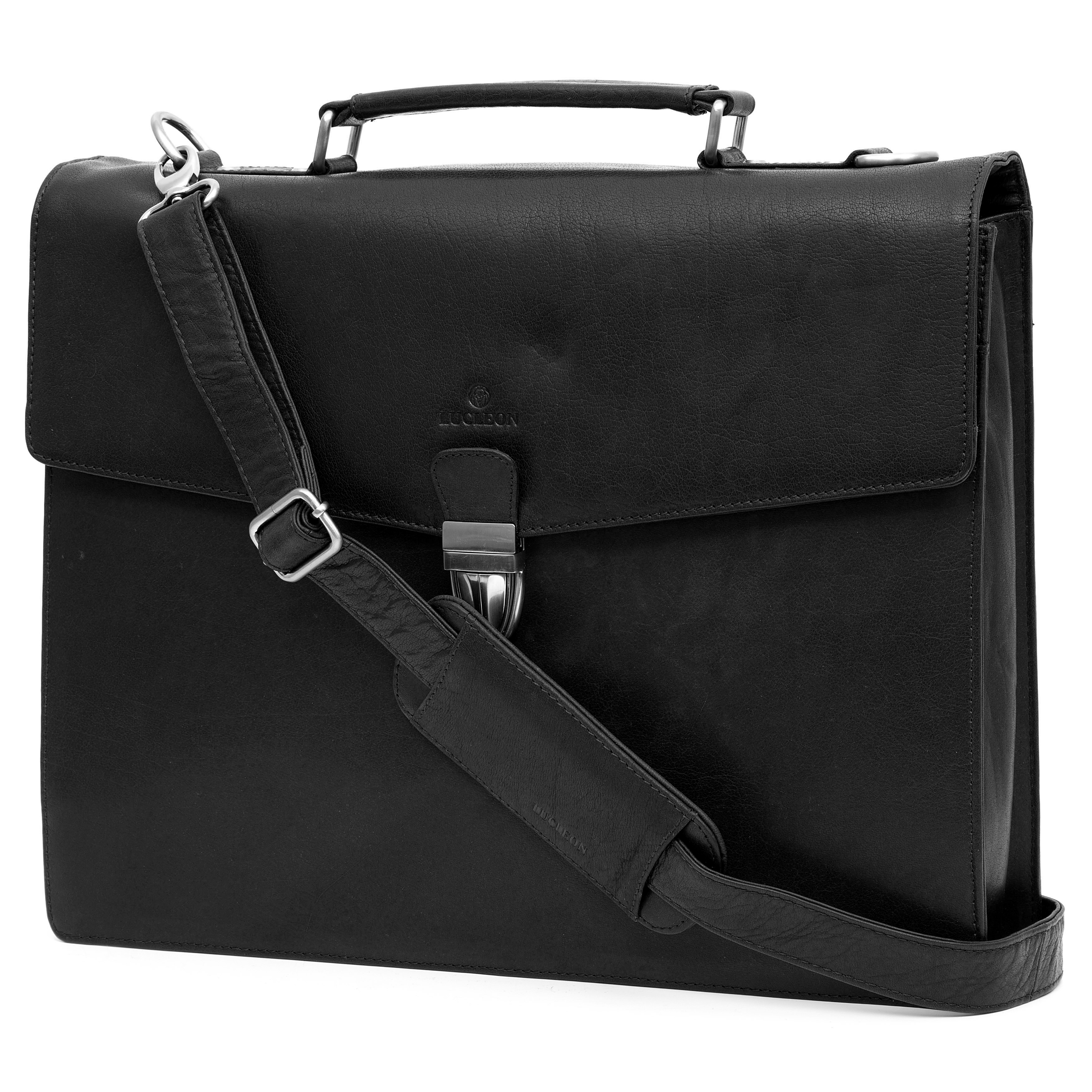 Montreal Black Leather Satchel - 3