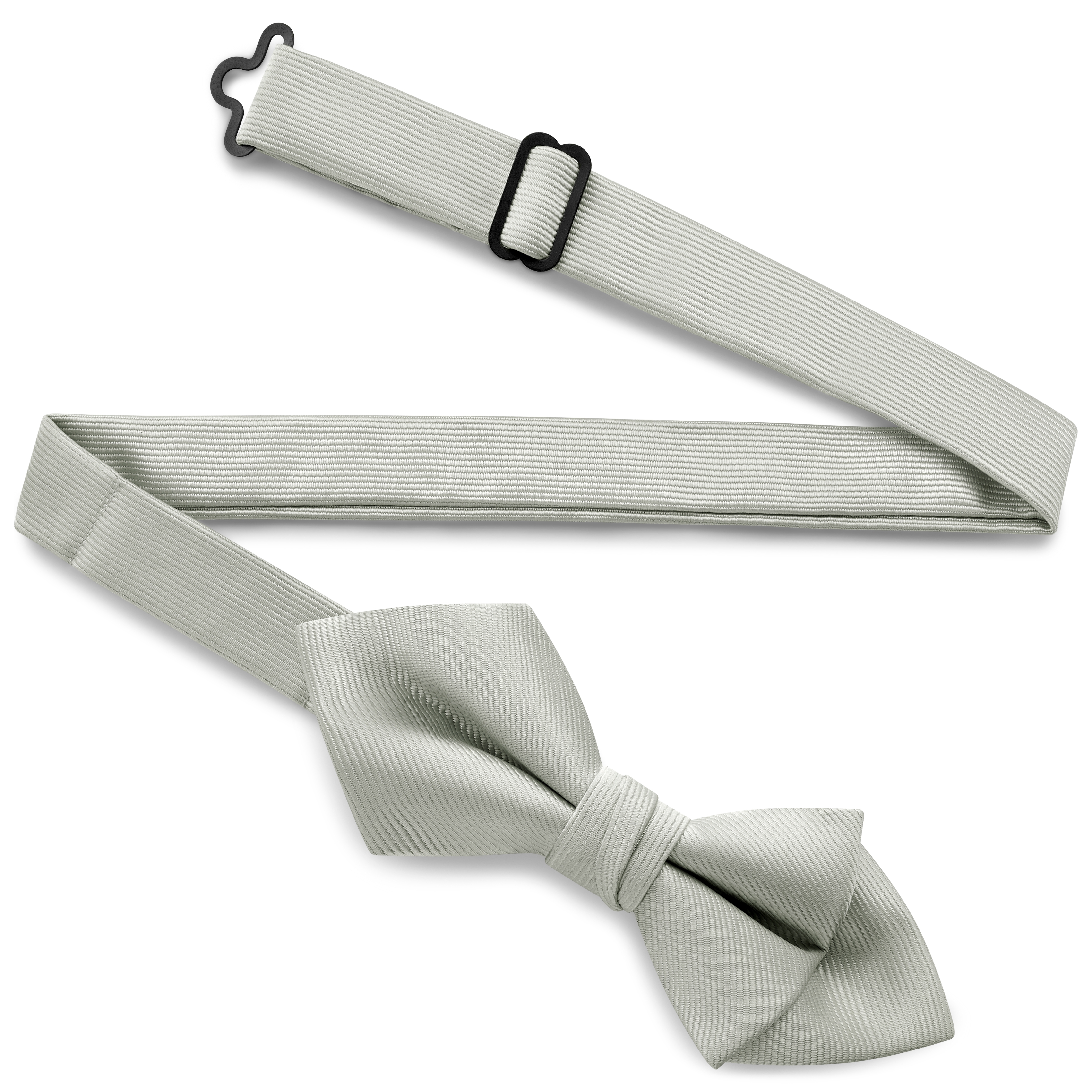 Papillon pre-annodato grigio chiaro a punta di diamante con motivo gros-grain - 2