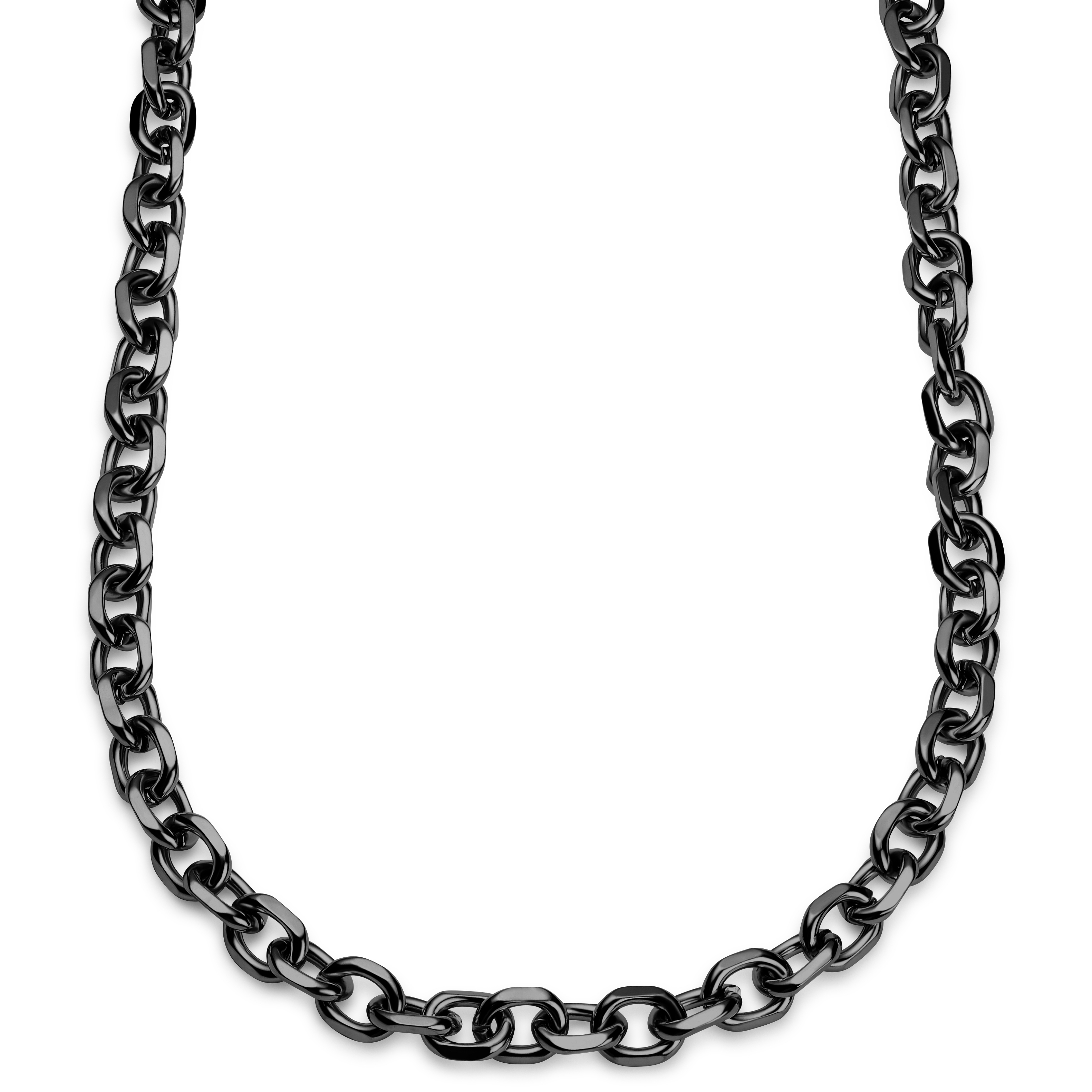Essentials, 1/4 (6 mm) Gunmetal Black Cable Chain Necklace, In stock!