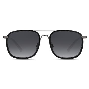 Black Double-Bridge Polarised Sunglasses