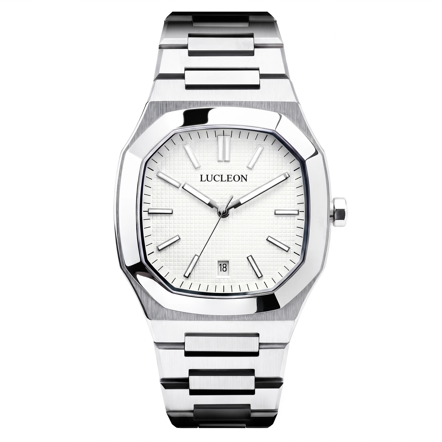 Vector | Orologio ottagonale in acciaio inossidabile color argento con quadrante bianco Vector | Orologio ottagonale in acciaio inossidabile color argento con quadrante bianco