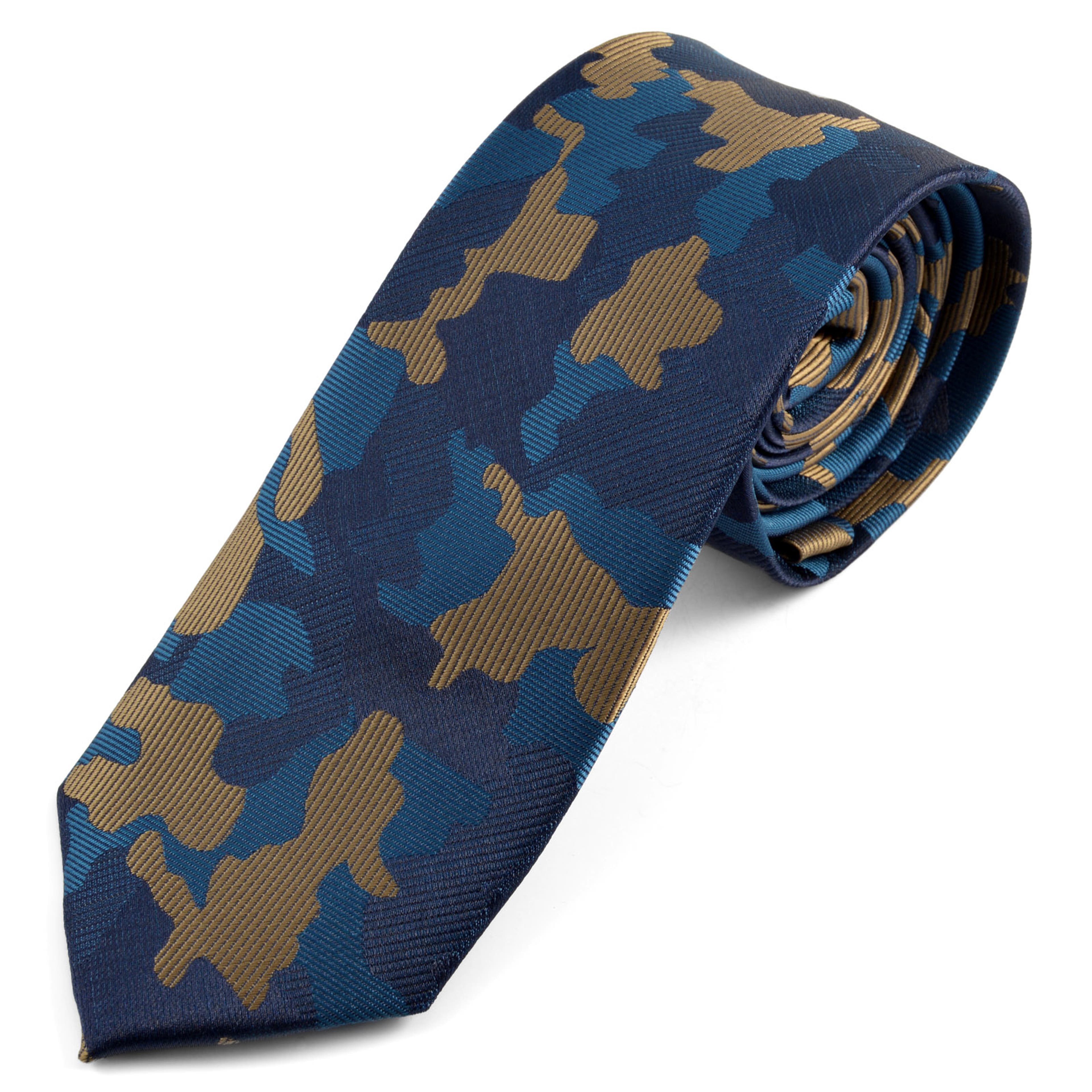Blue & Brown Camouflage Polyester Tie