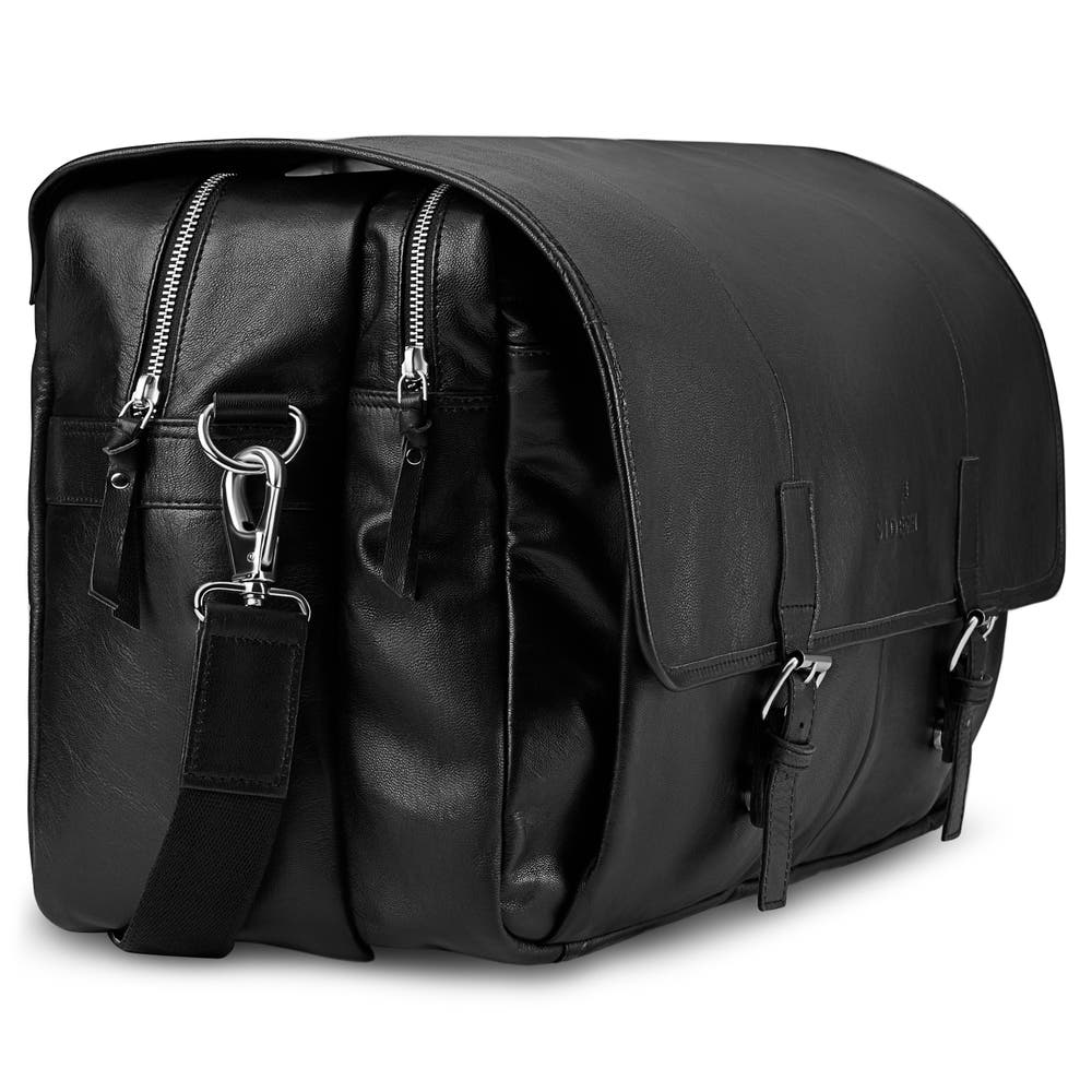 hover: Fidei | Black Full Grain Goat Leather Business Travel Bag hover: Fidei | Black Full Grain Goat Leather Business Travel Bag